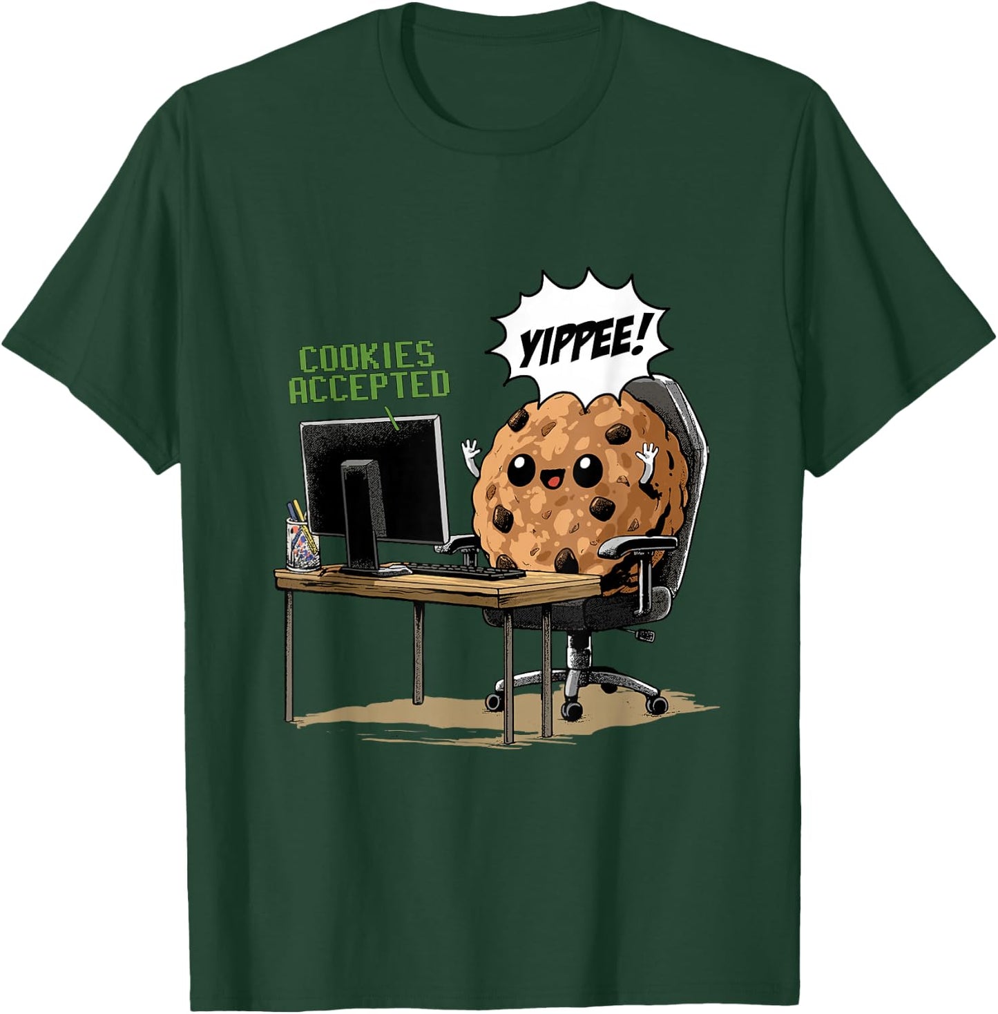 Cookies Accepted Nerd Shirt Funny Computer Internet Coder T-Shirt - T-Shirt | Forest