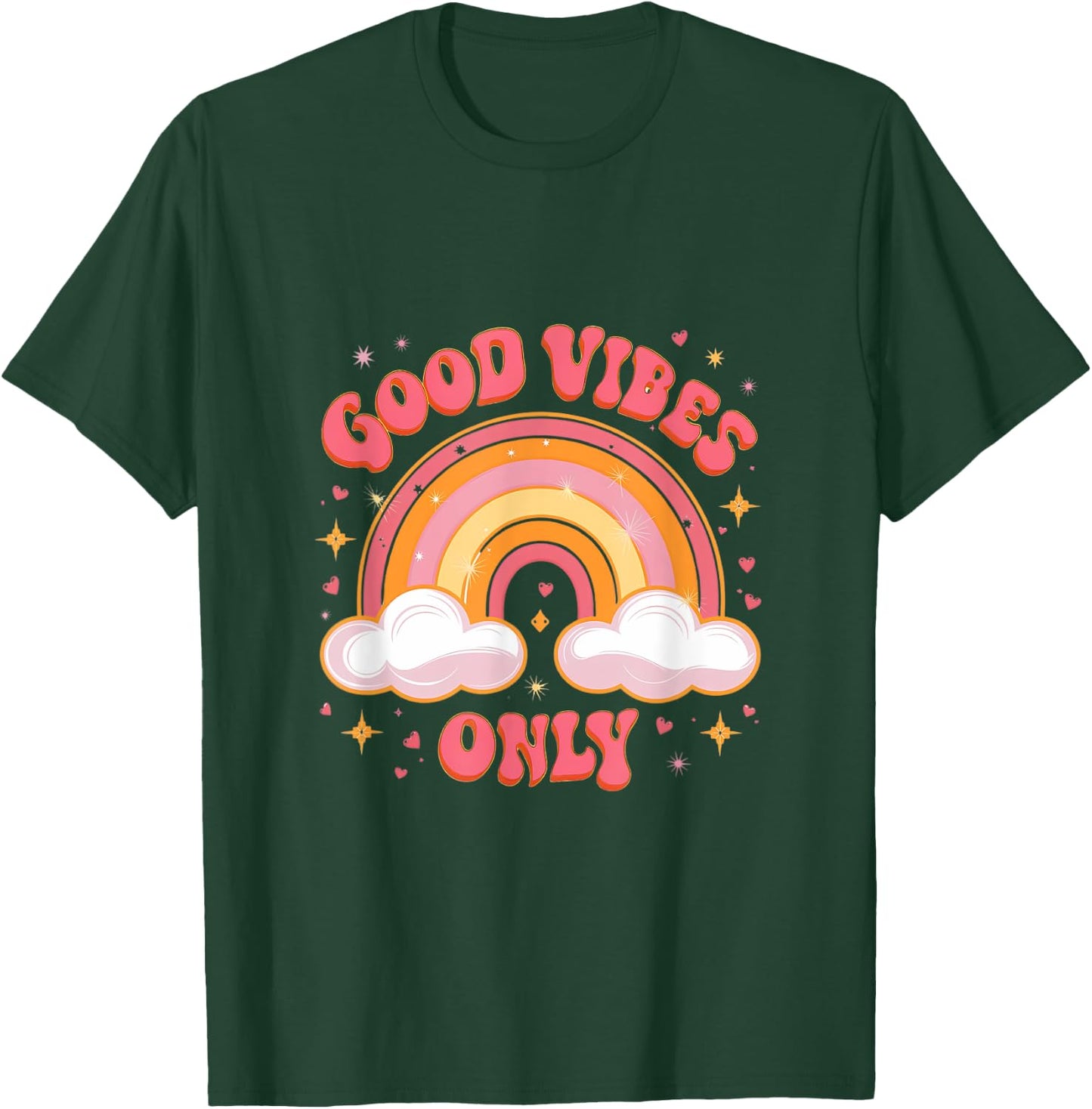 Good Vibes Only Retro Rainbow Positive Vibes T-Shirt - T-Shirt | Forest