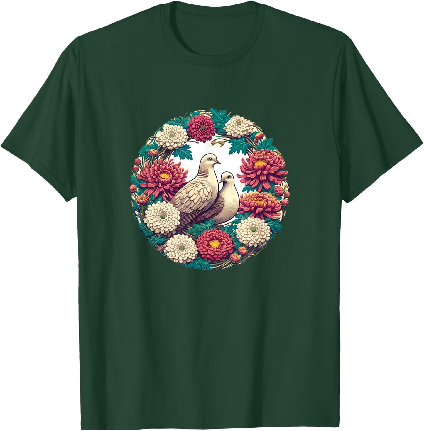 Mourning Doves Art Beautiful Bird Love T-Shirt - T-Shirt | Forest