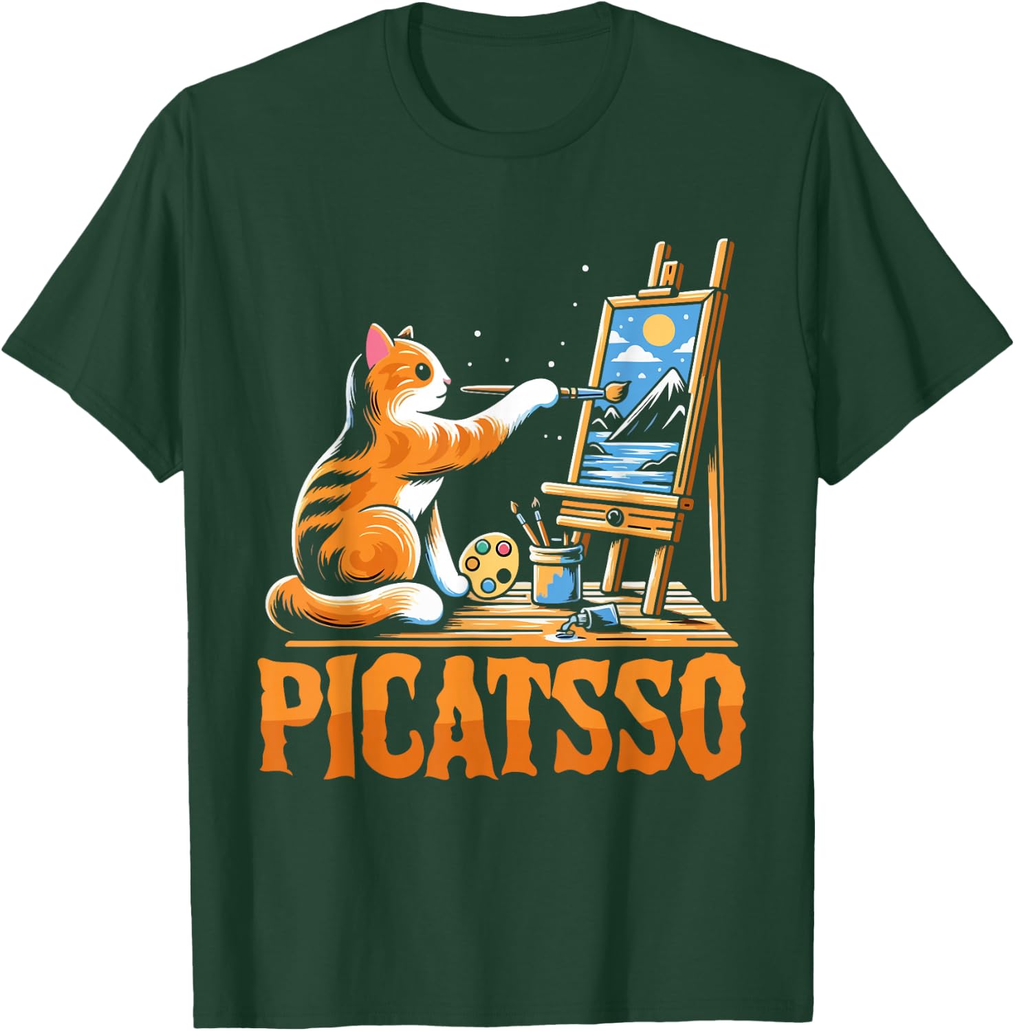 Funny Art Teacher Appreciation Gift - Picatsso - Cat Lover T-Shirt - T-Shirt | Forest