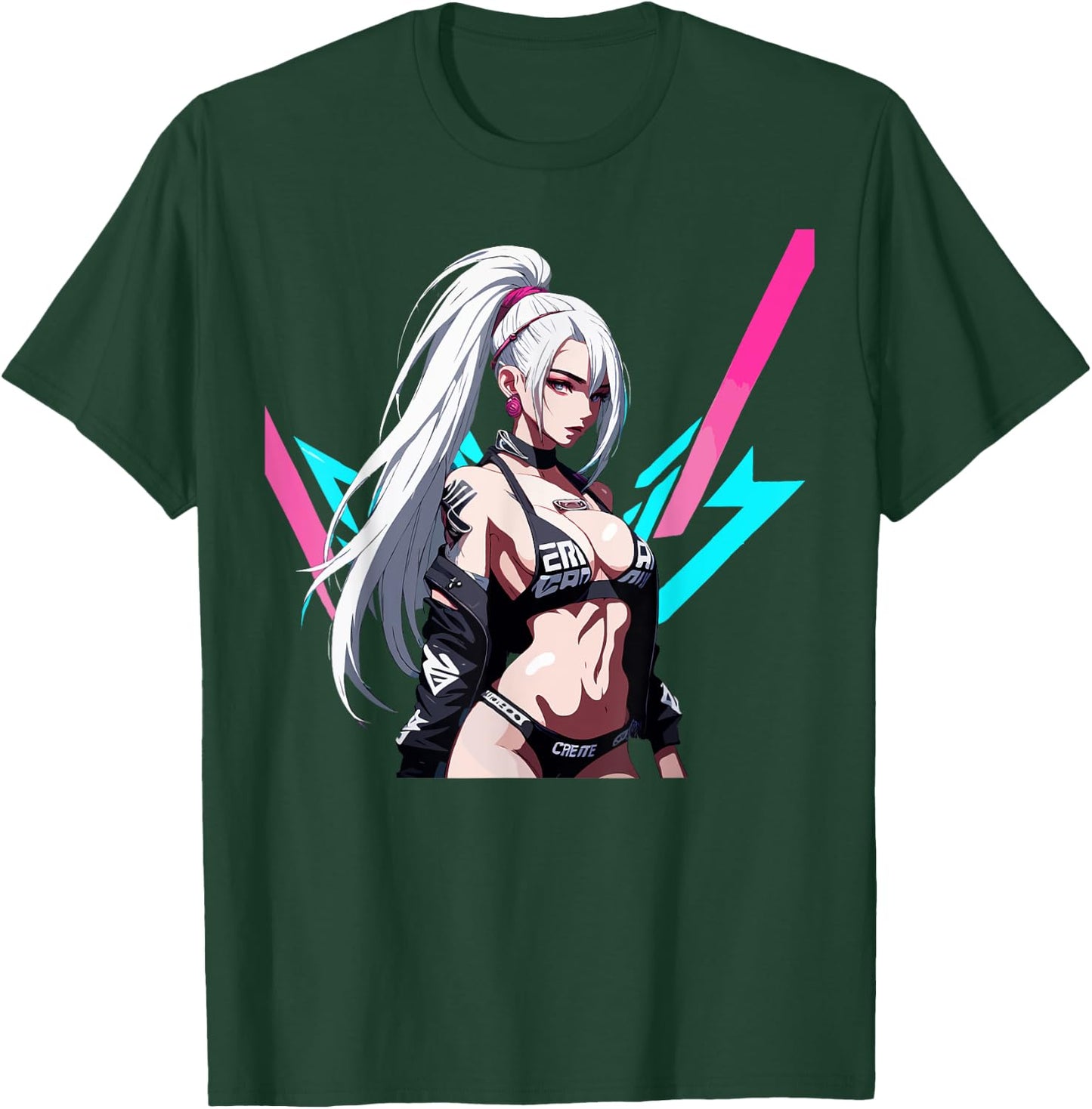 Sexy Waifu Otaku Anime Cyberpunk Girl Japanese T-Shirt - T-Shirt | Forest