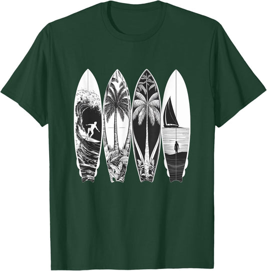 Vintage Surfer Classic Surfing Retro Surfboard Surfboarder T-Shirt - T-Shirt | Forest