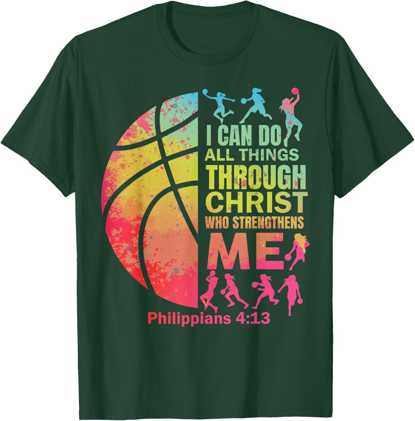 Basketball t Shirt Women Girls Teen Christian Christ Tie Dye T-Shirt - T-Shirt | Forest