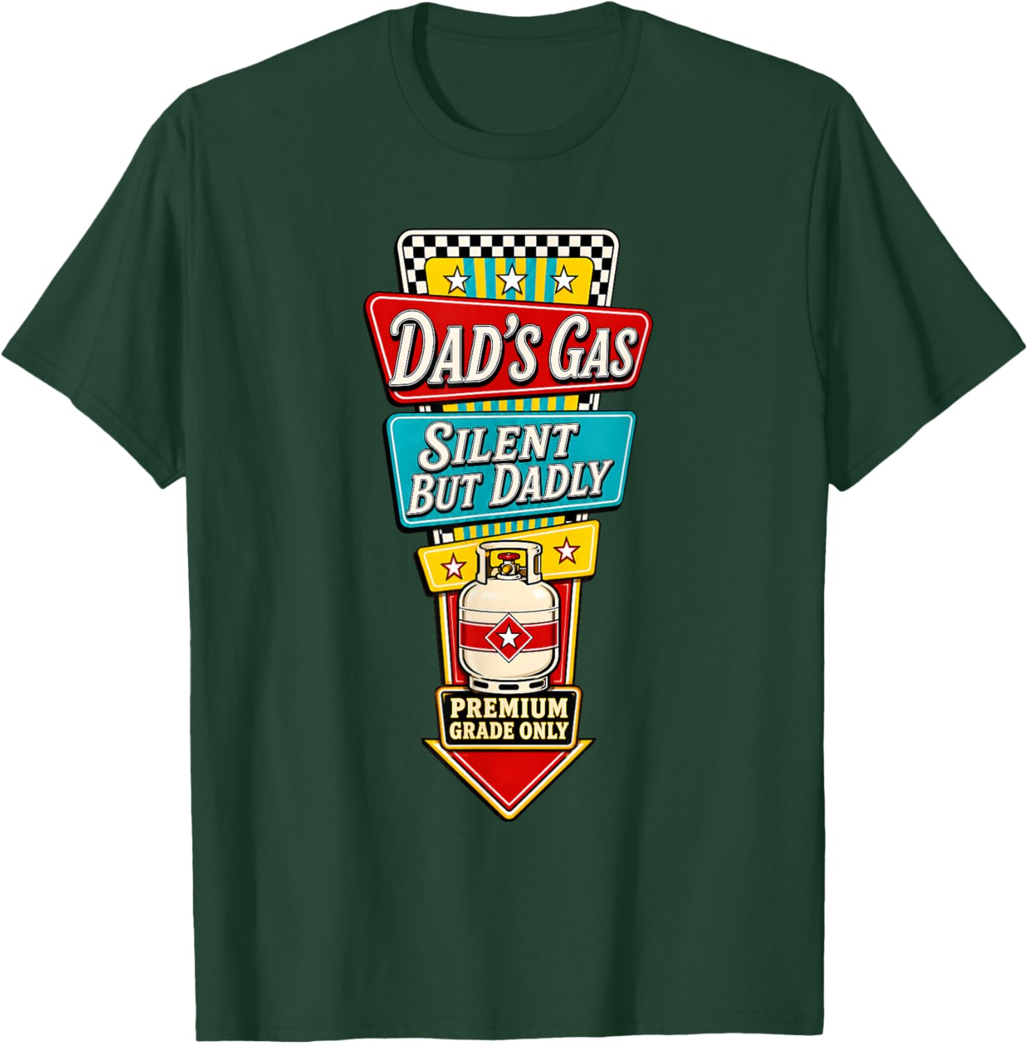 Dads Gas Silent But Dadly Propane Tank Fathers Day Vintage T-Shirt - T-Shirt | Forest