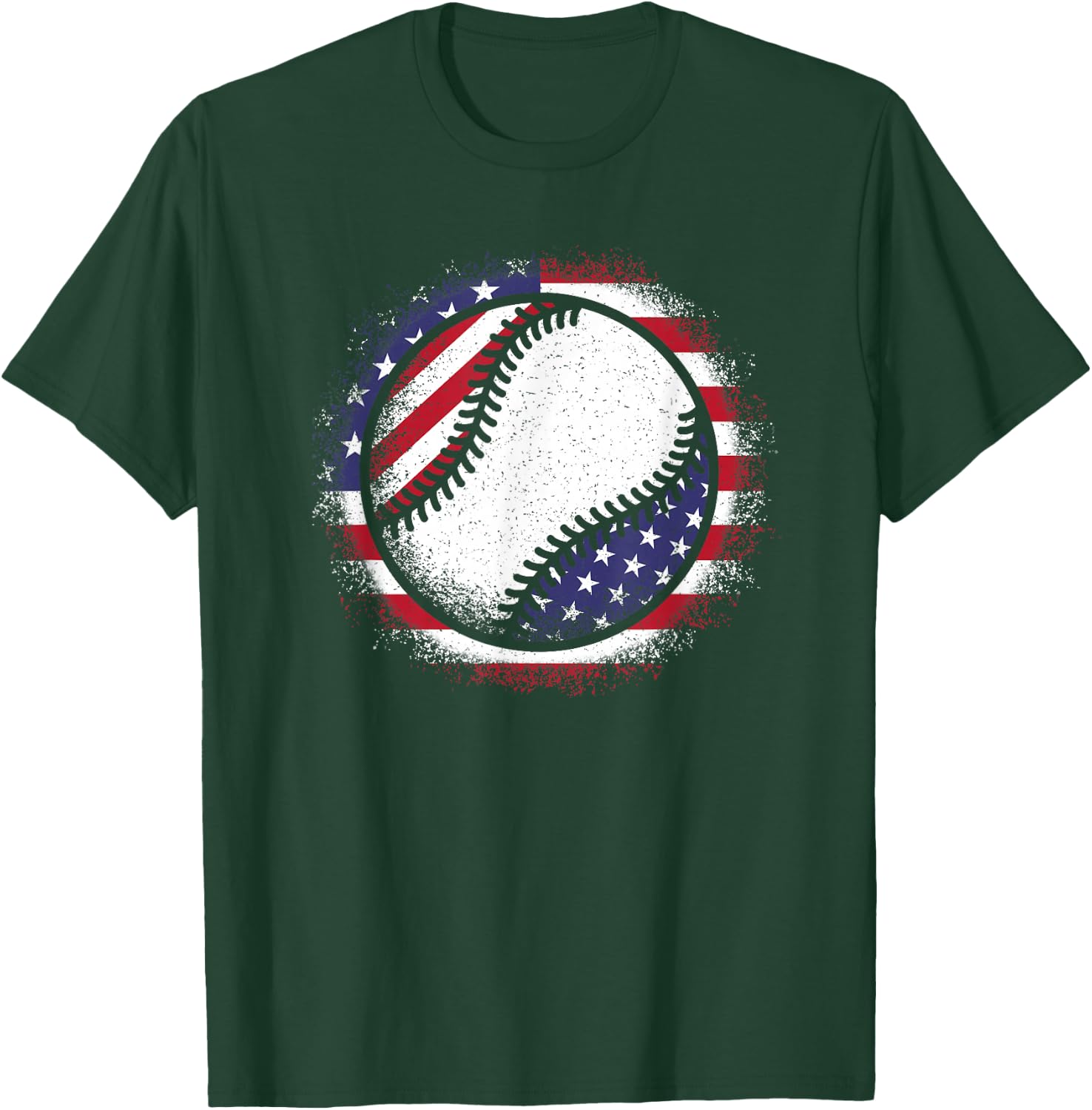Baseball American Flag Vintage Baseball Lover Men Women Kids T-Shirt - T-Shirt | Forest