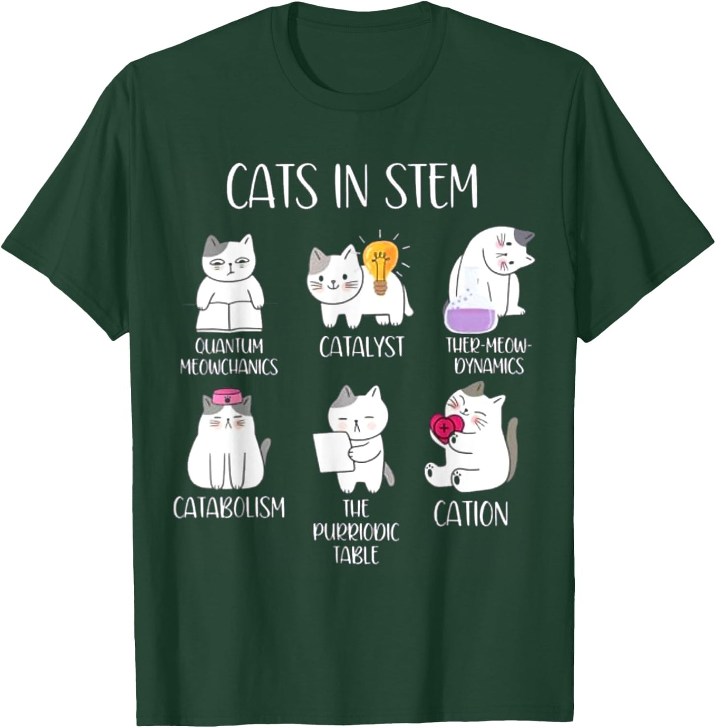 Funny Science Meme Cats In Stem Scientist Nerd Cat Lover T-Shirt - T-Shirt | Forest