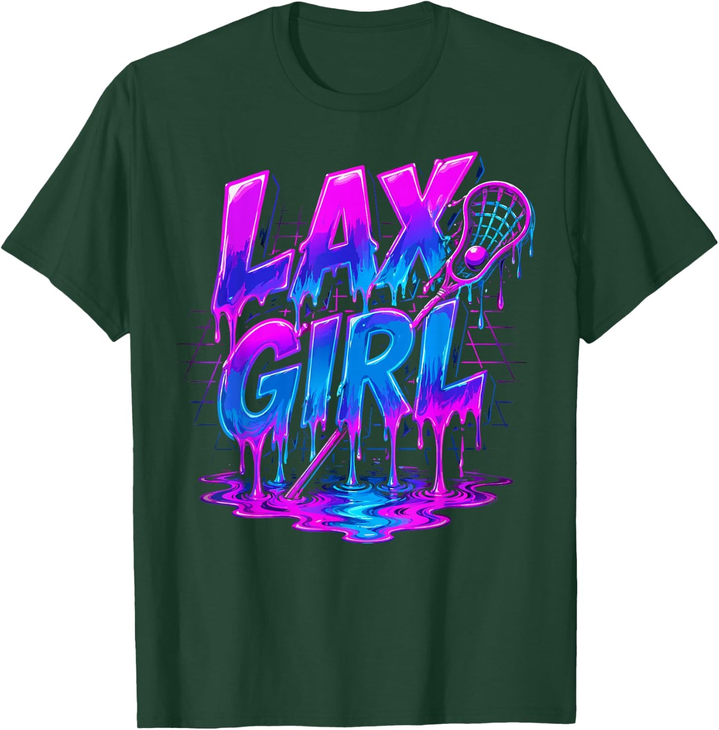 Lax Girl Lacrosse Ice Cream Funny Drip T-Shirt - T-Shirt | Forest