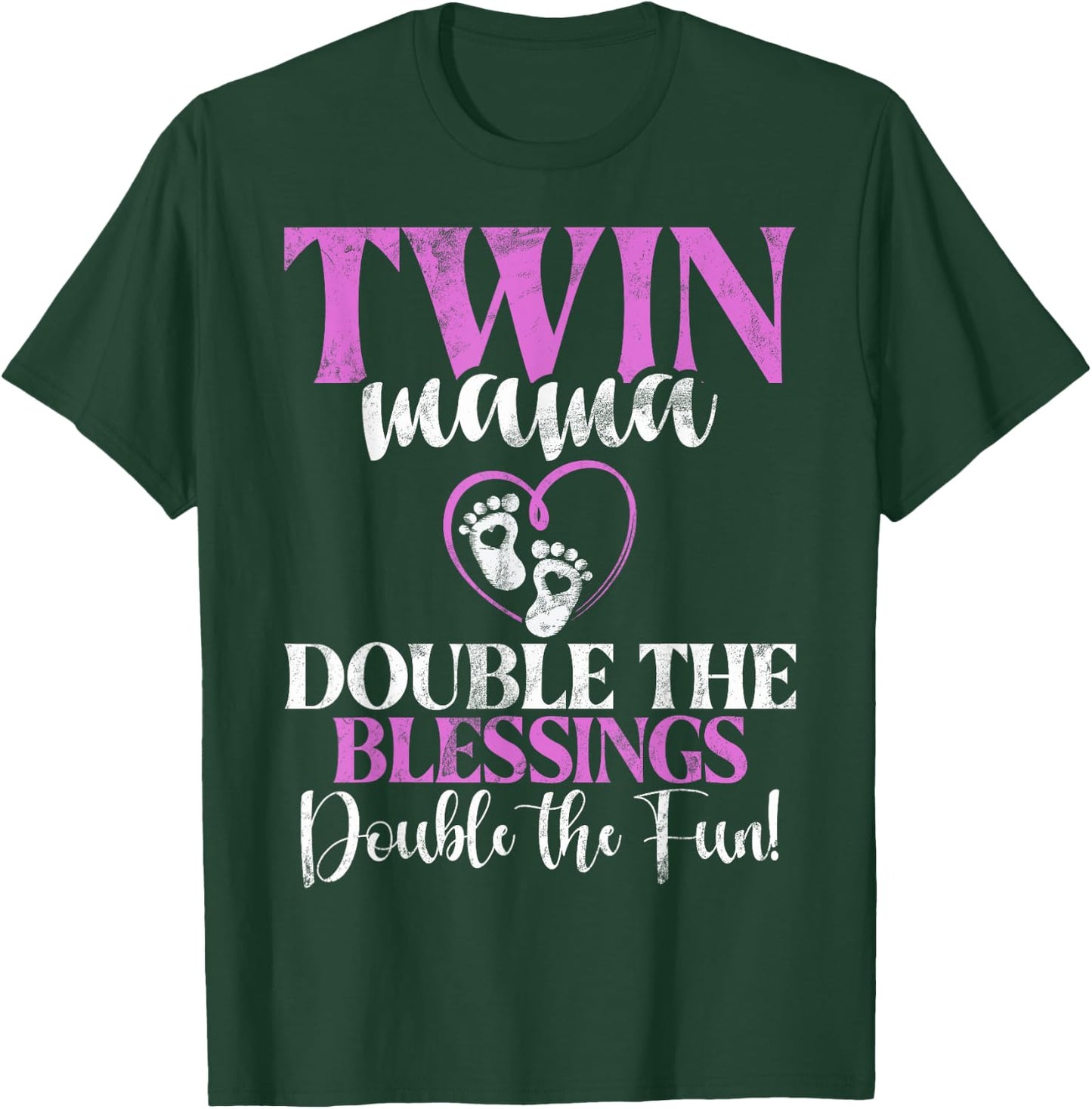 Twin Mama double the Blessings double the Fun Twin Mom T-Shirt - T-Shirt | Forest