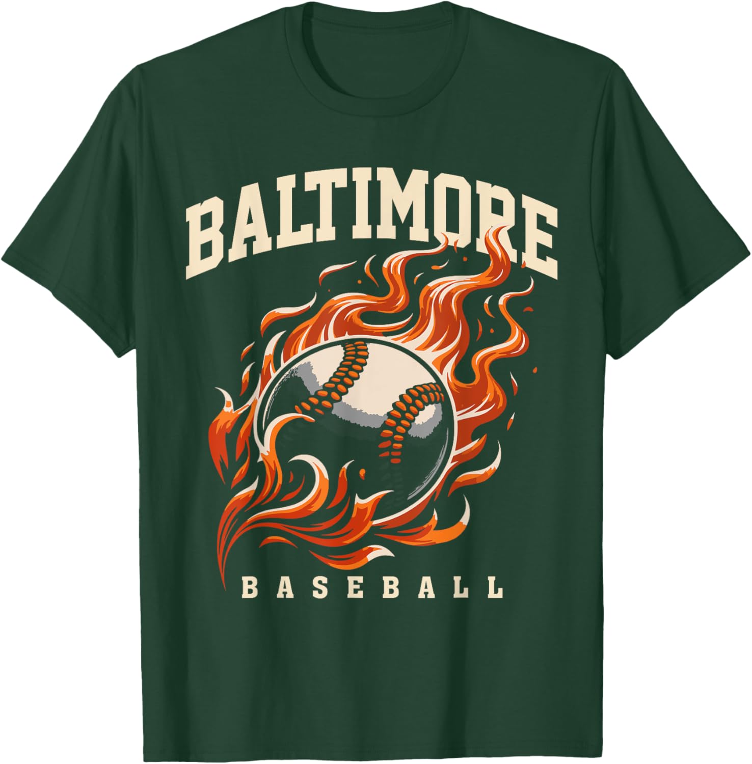 Baltimore Baseball Varsity Vintage Design For Baseball Lover T-Shirt - T-Shirt | Forest