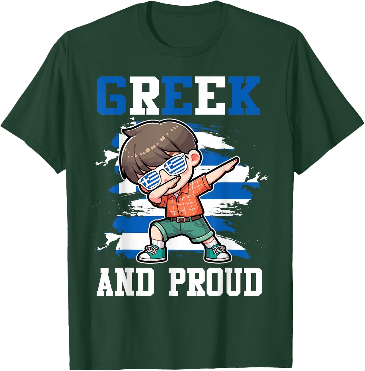 Greek And Proud Greek Boy Greece Flag T-Shirt - T-Shirt | Forest