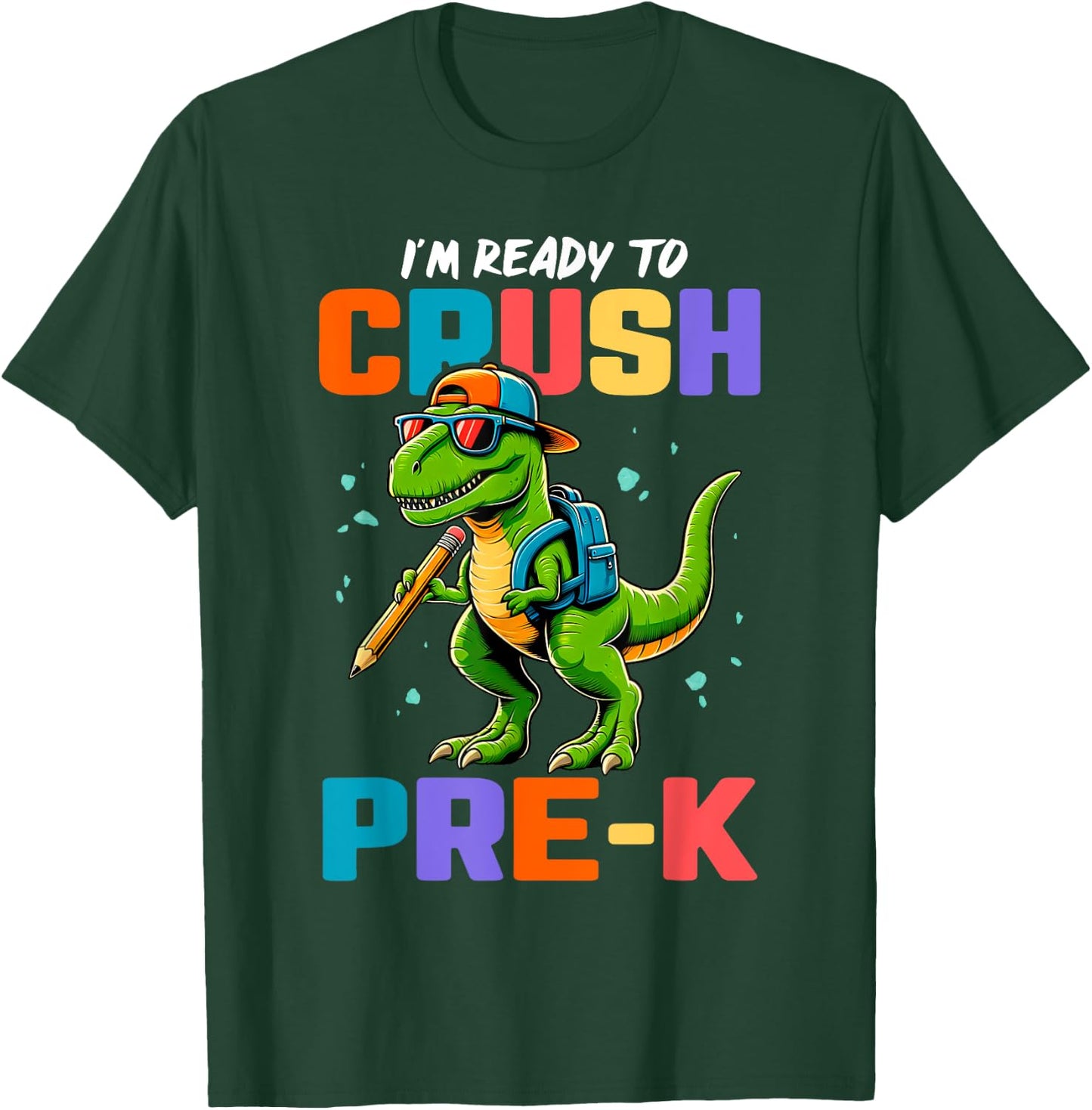 First Day Of Pre-K Shirt Boys Kids Dinosaur Back To School T-Shirt - T-Shirt | Forest