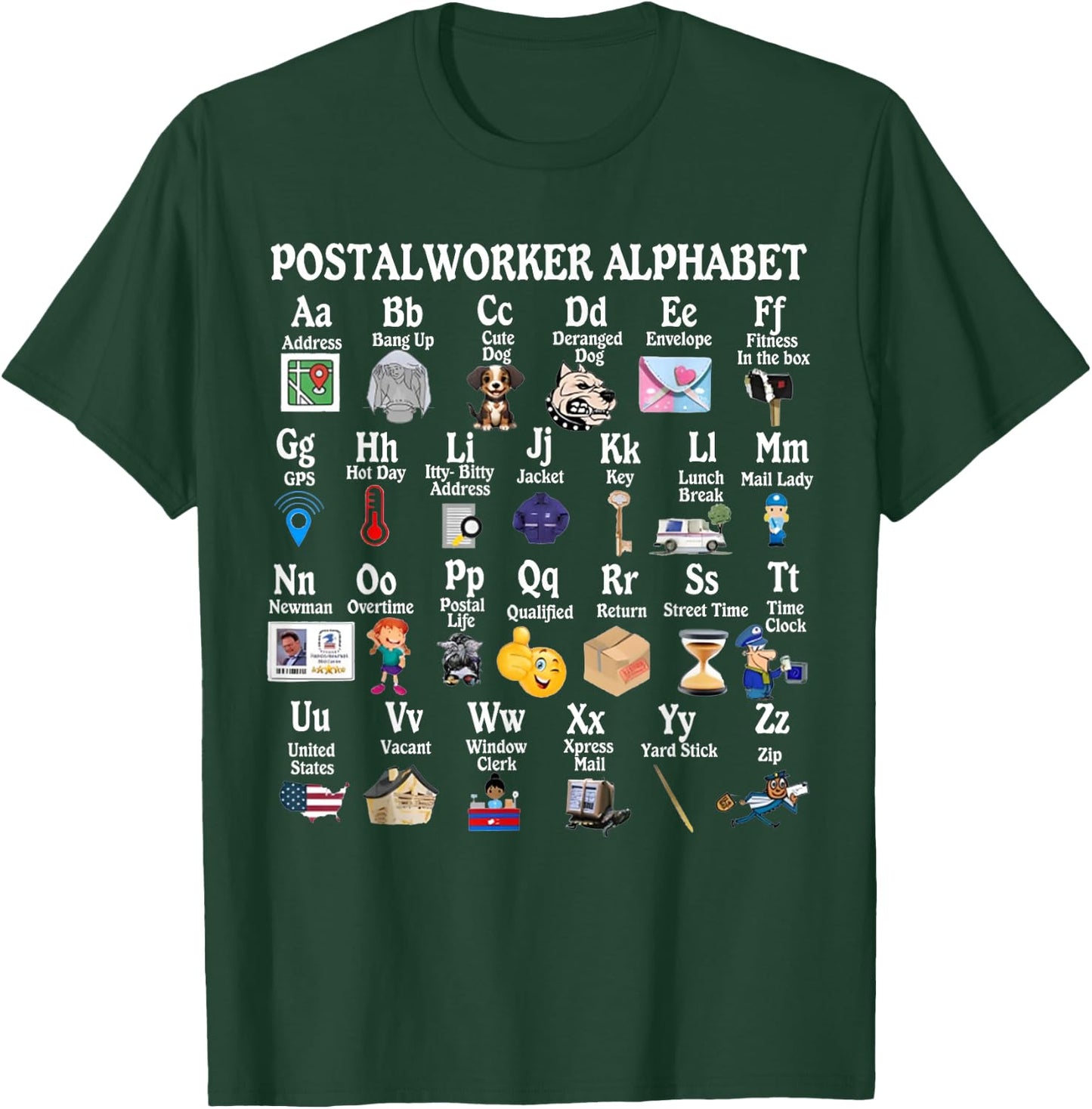 Mailed it Postal Worker Gifts Funny Alphabet Post Office Delivery Mailman T-Shirt - T-Shirt | Forest