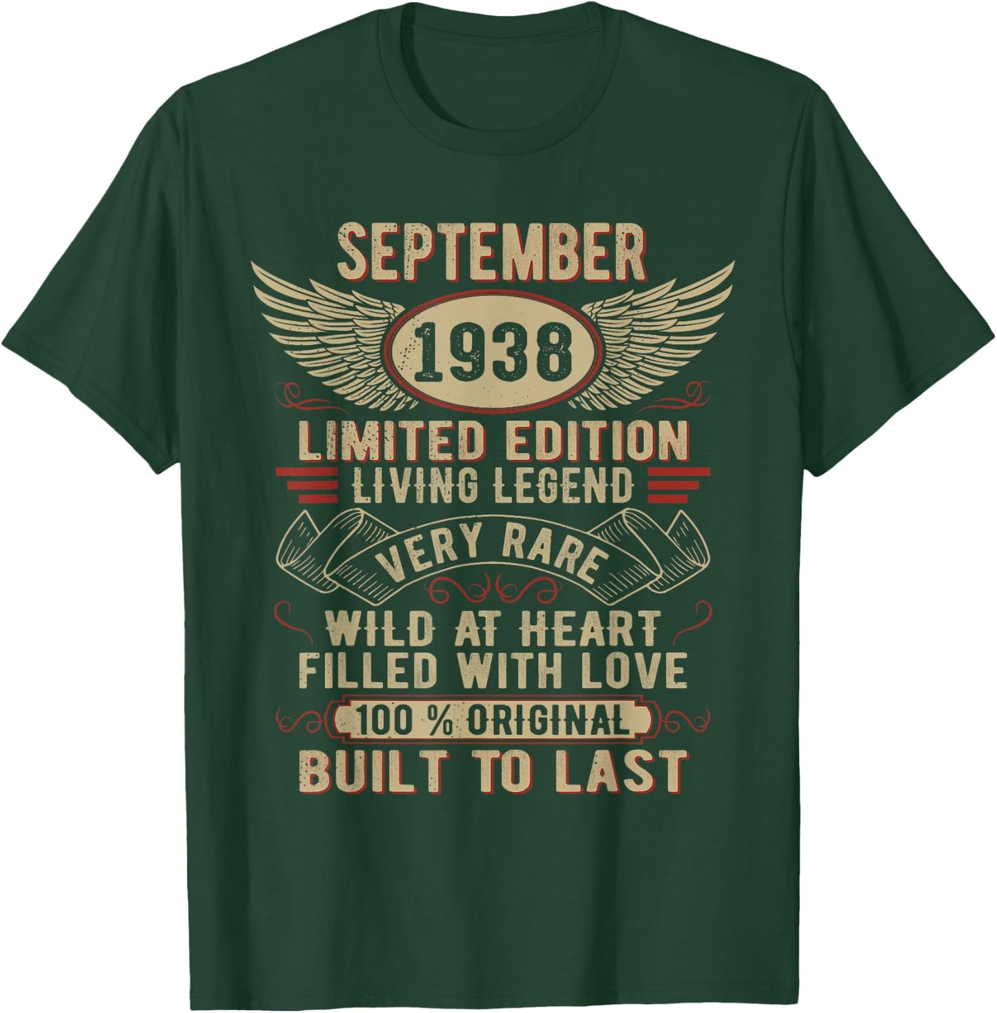 Legend Born In September 1938 Vintage Birthday T-Shirt - T-Shirt | Forest