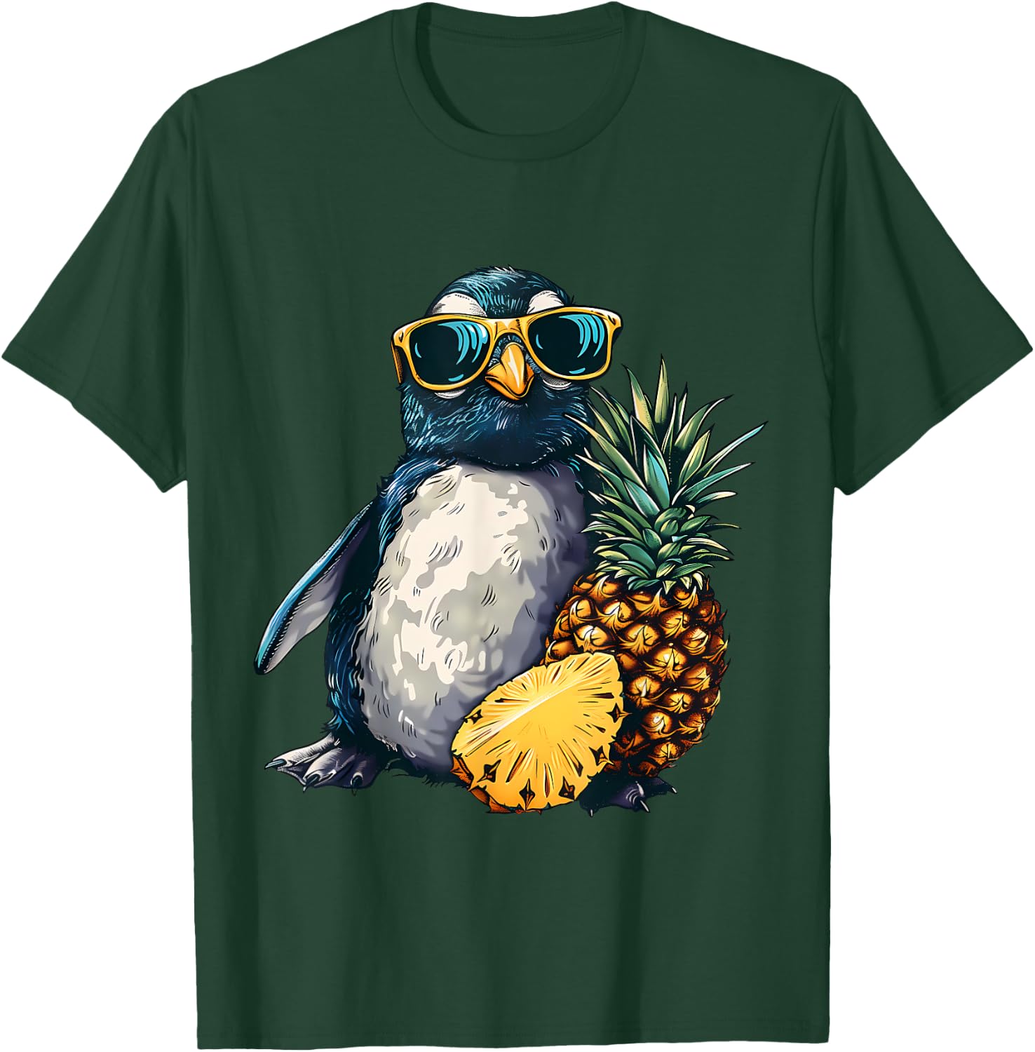 Pineapple Penguin Bird Animal Art Pineapple Lover Drawing T-Shirt - T-Shirt | Forest
