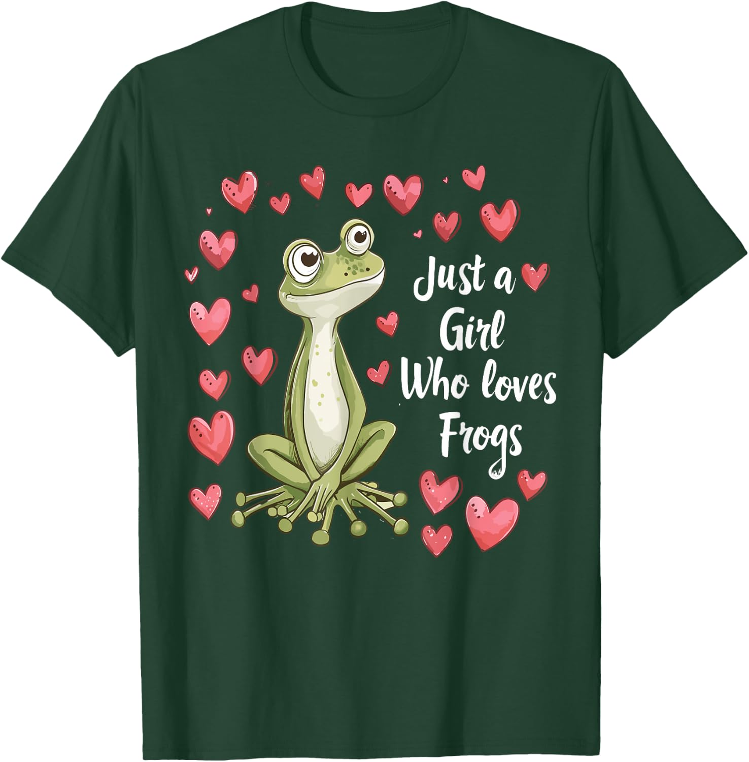 Cute Frog Lovers Gift Girls Just A Girl Who Loves Frogs T-Shirt - T-Shirt | Forest