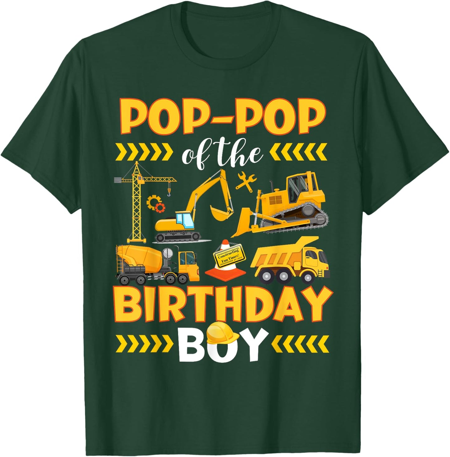 Pop-Pop Of Boy Birthday Excavators Bulldozers Lover Party T-Shirt - T-Shirt | Forest