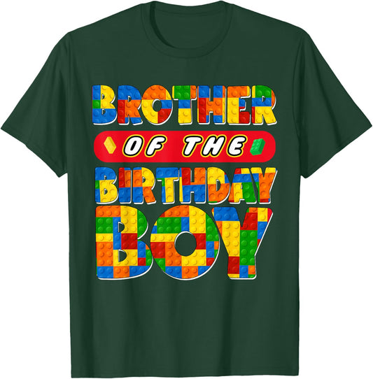 Brother Birthday Boy Building Bricks Family Party Decor T-Shirt - T-Shirt | Forest