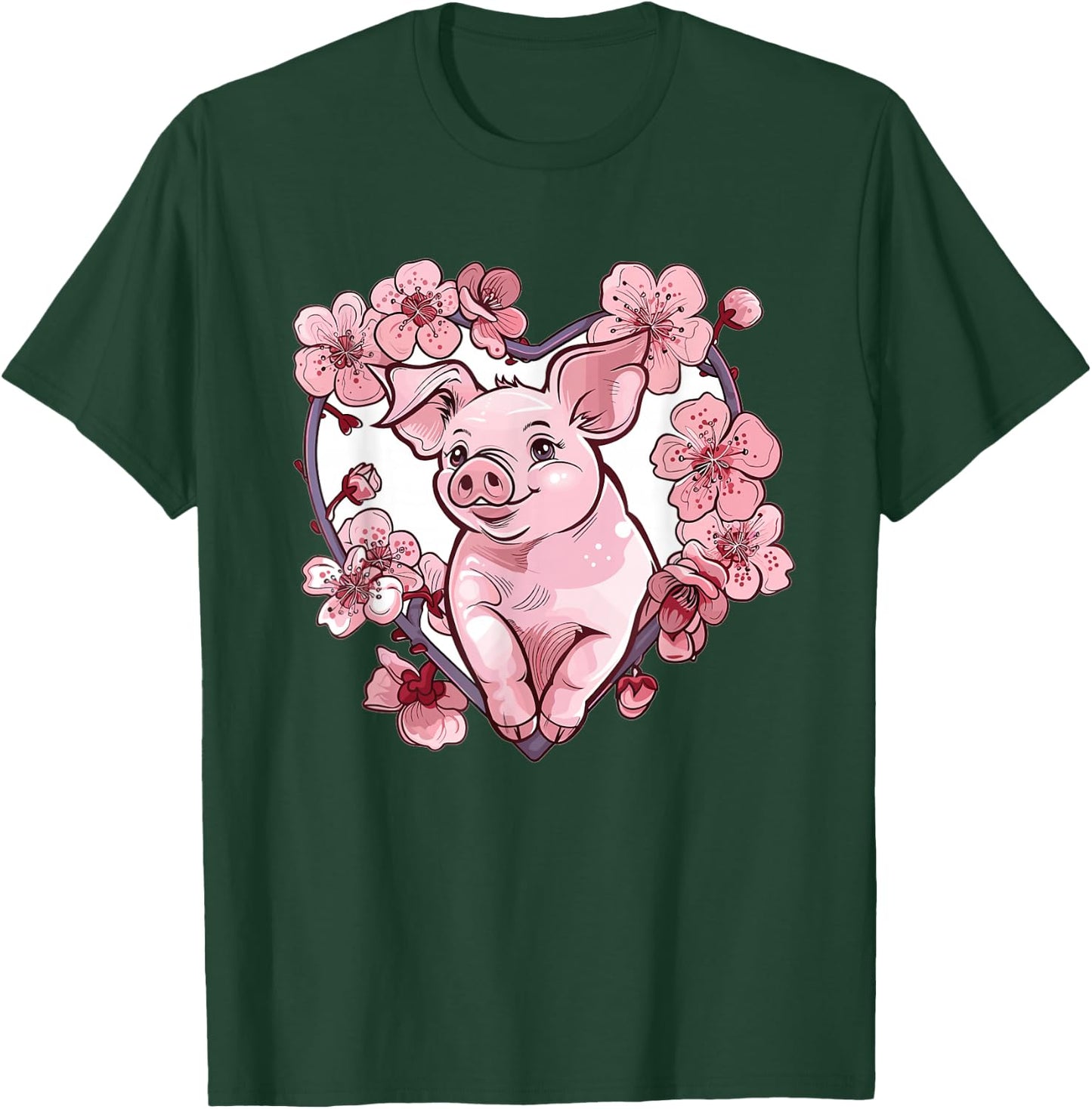 Cute Pig With Flowers I Pig T-Shirt - T-Shirt | Forest