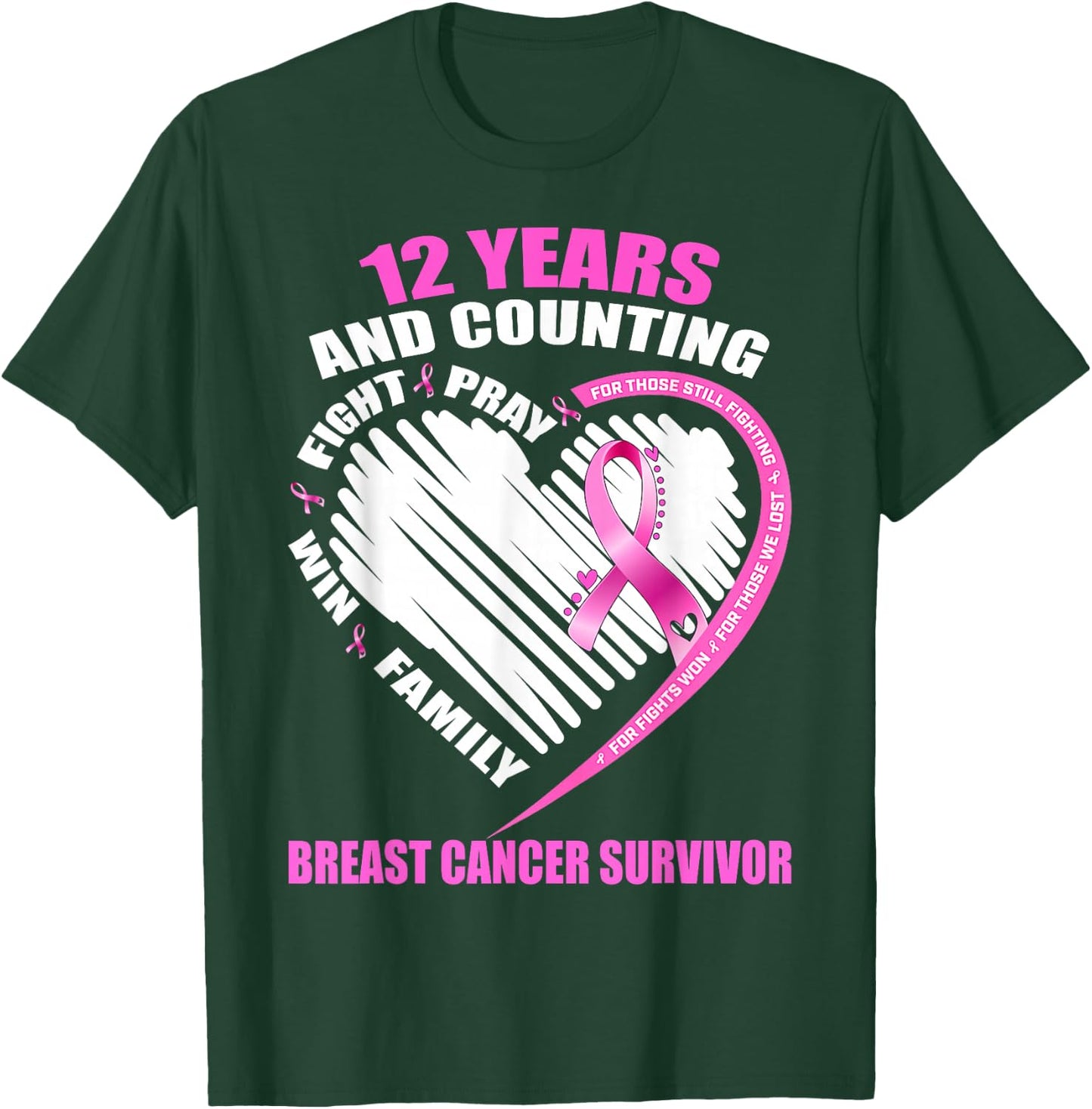 12 Years Cancer Free Gifts 12 Year Breast Cancer Survivor T-Shirt - T-Shirt | Forest