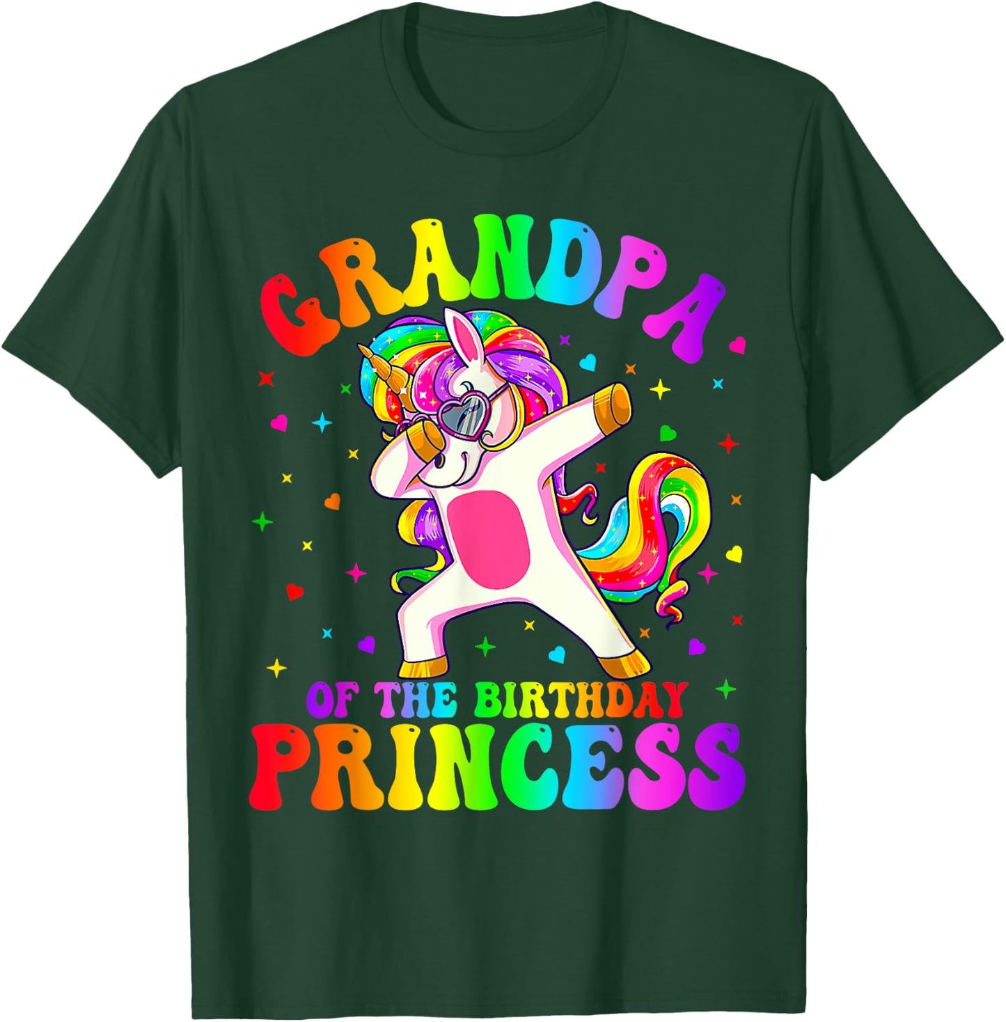 Grandpa of the Birthday Princess Girl Dabbing Unicorn Funny T-Shirt - T-Shirt | Forest