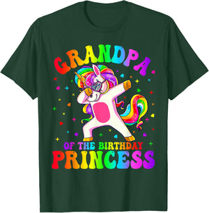 Grandpa of the Birthday Princess Girl Dabbing Unicorn Funny T-Shirt - T-Shirt | Forest