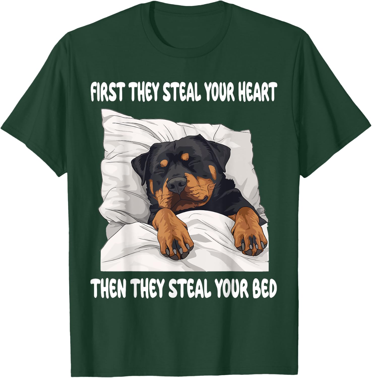 Rottweiler Sleeping Pajamas Nightgown T-Shirt - T-Shirt | Forest