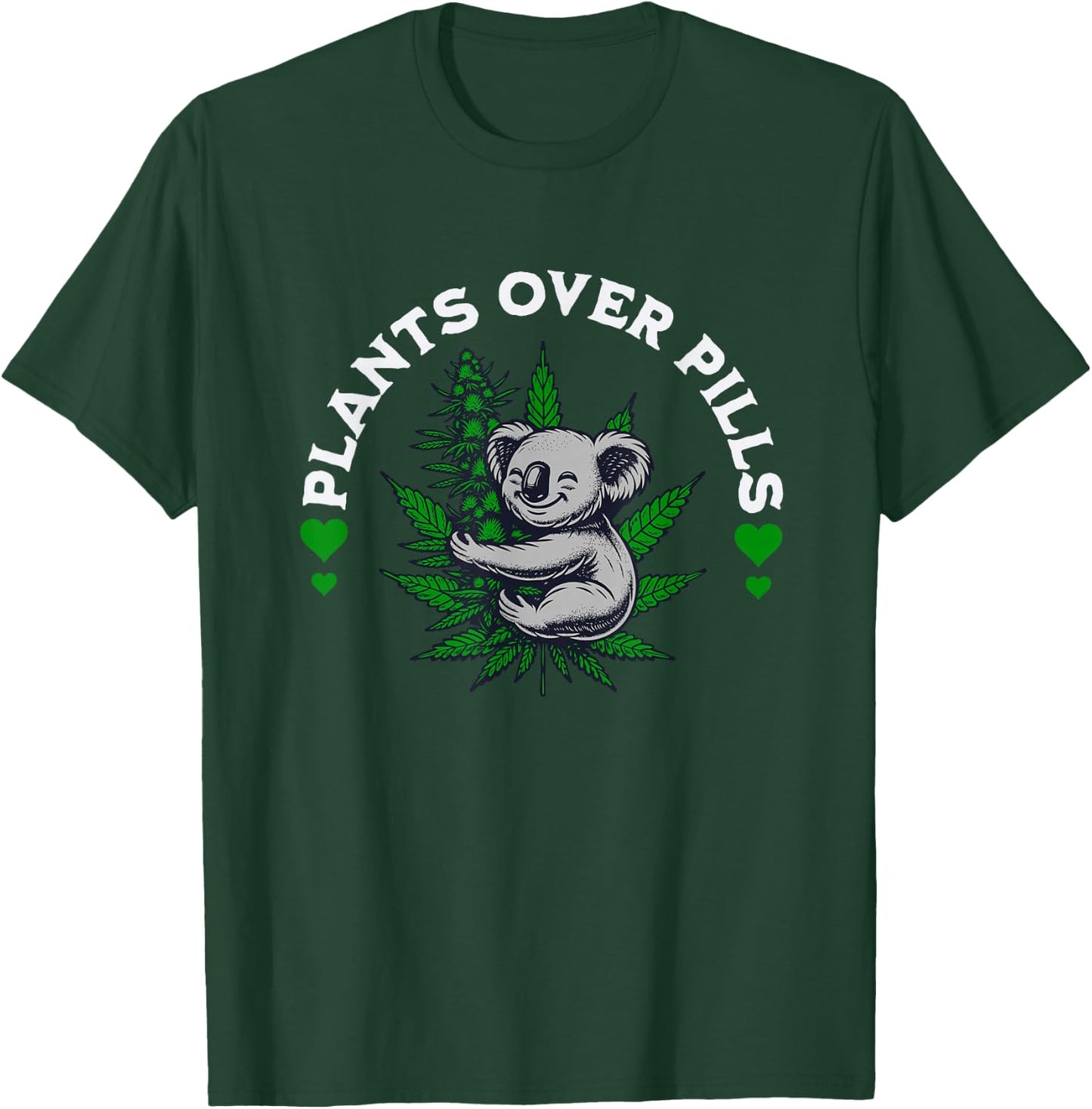 Medical Marijuana Cannabis Plants Over Pills T-Shirt - T-Shirt | Forest