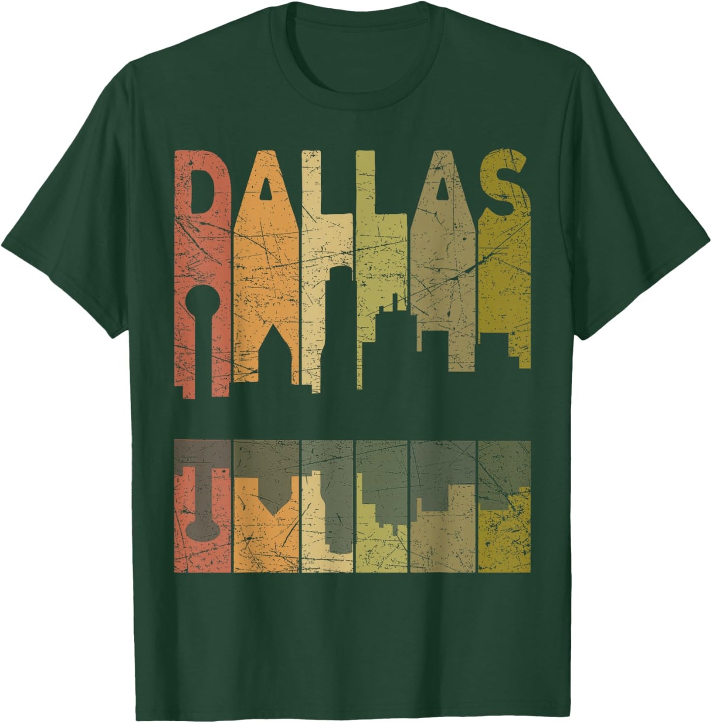 Dallas Vintage Dallas Texas Retro Dallas Skyline T-Shirt - T-Shirt | Forest