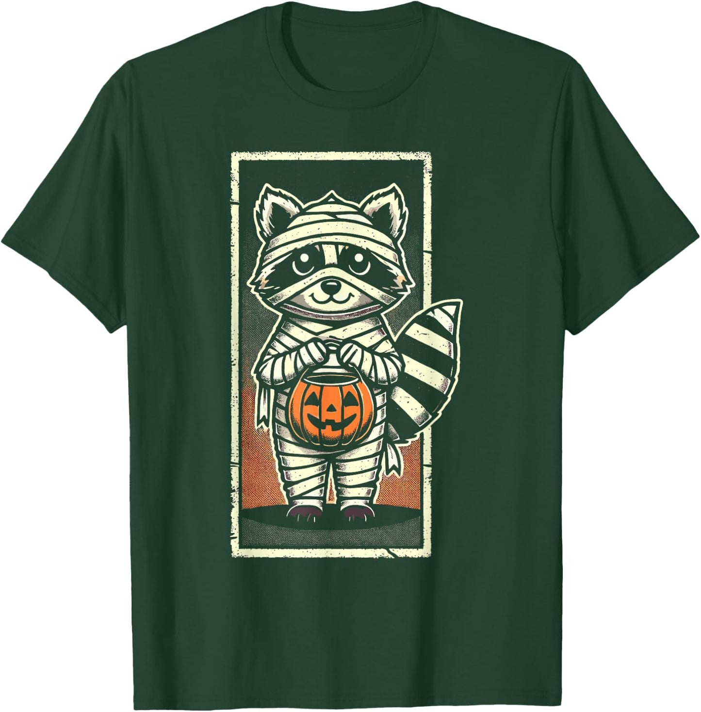 Cute Raccoon Mummy Trick or Treat Halloween Funny Raccoon T-Shirt - T-Shirt | Forest