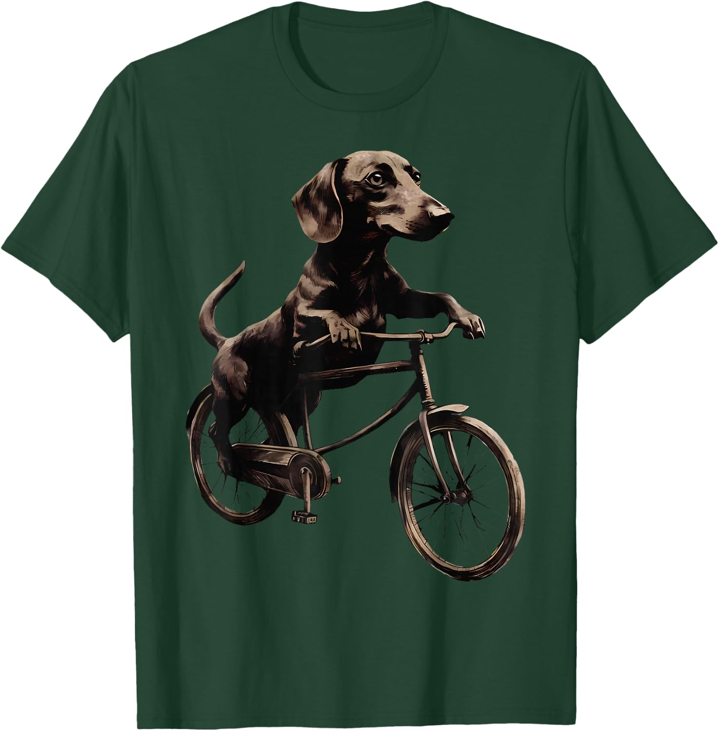 Dachshund Riding A Bike Bicycle Cycling Dachshund Dog Lover Women Kids T-Shirt - T-Shirt | Forest