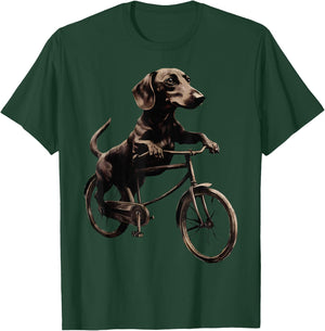 Dachshund Riding A Bike Bicycle Cycling Dachshund Dog Lover Women Kids T-Shirt - T-Shirt | Forest