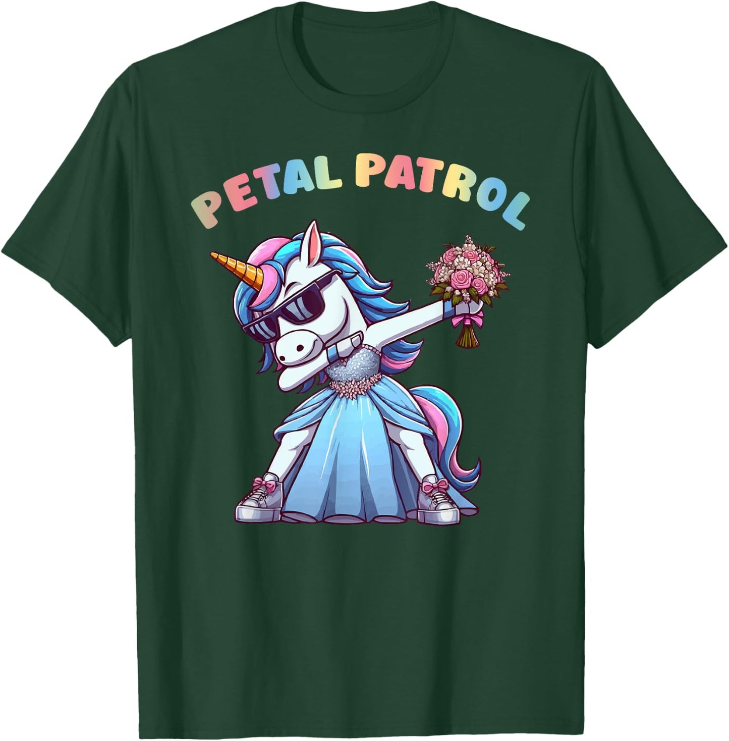 Wedding Petal Patrol Flower Girl Unicorn Bridesmaid T-Shirt - T-Shirt | Forest