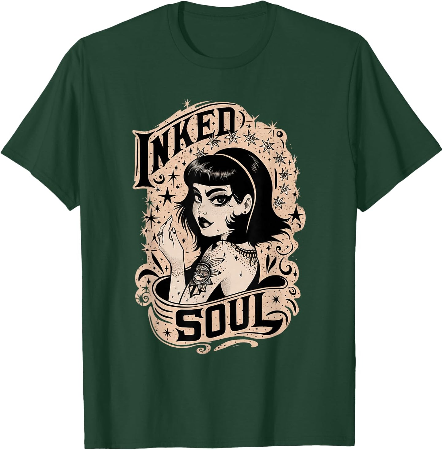 Vintage Tattoo Goth Girl Inked Soul T-Shirt - T-Shirt | Forest
