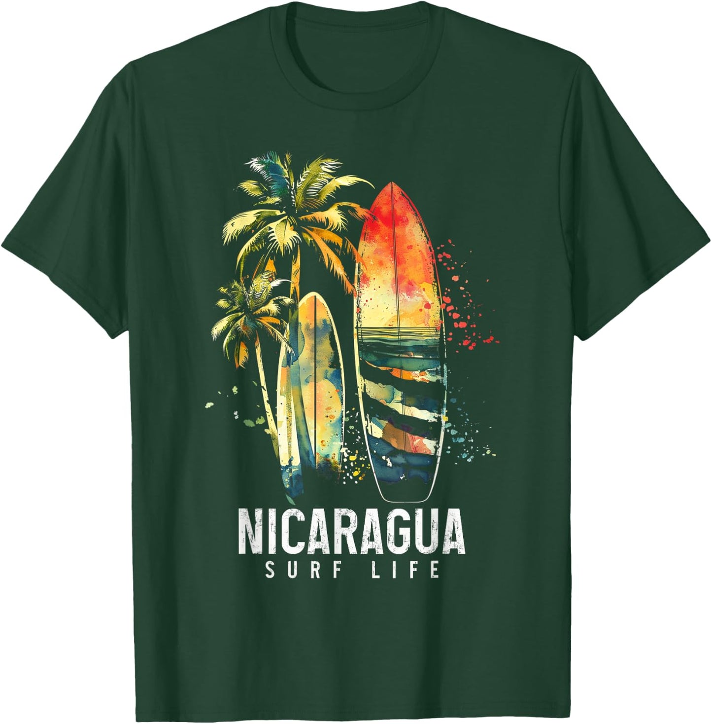 Nicaragua Nica Surf Vintage Surfing Surfer T-Shirt - T-Shirt | Forest