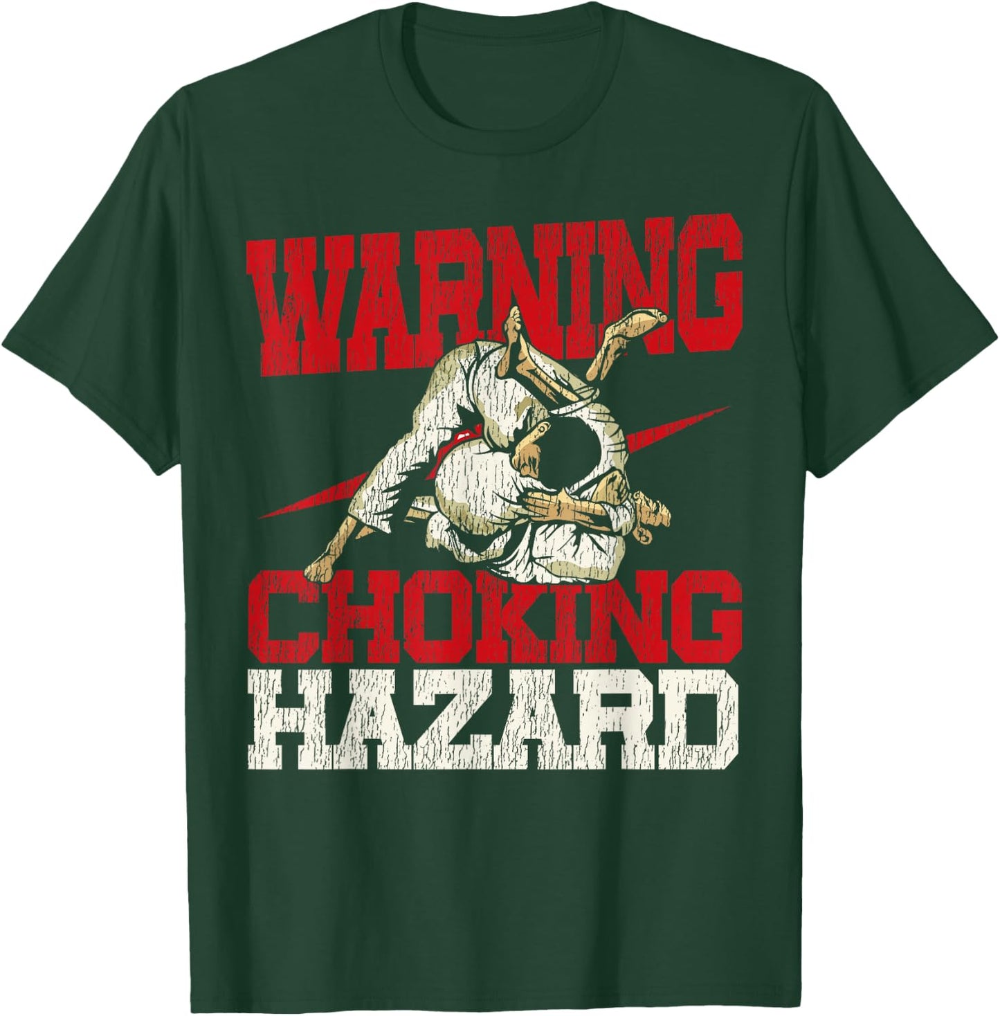 Jiu Jitsu Vintage Warning Choking Hazard T-Shirt - T-Shirt | Forest