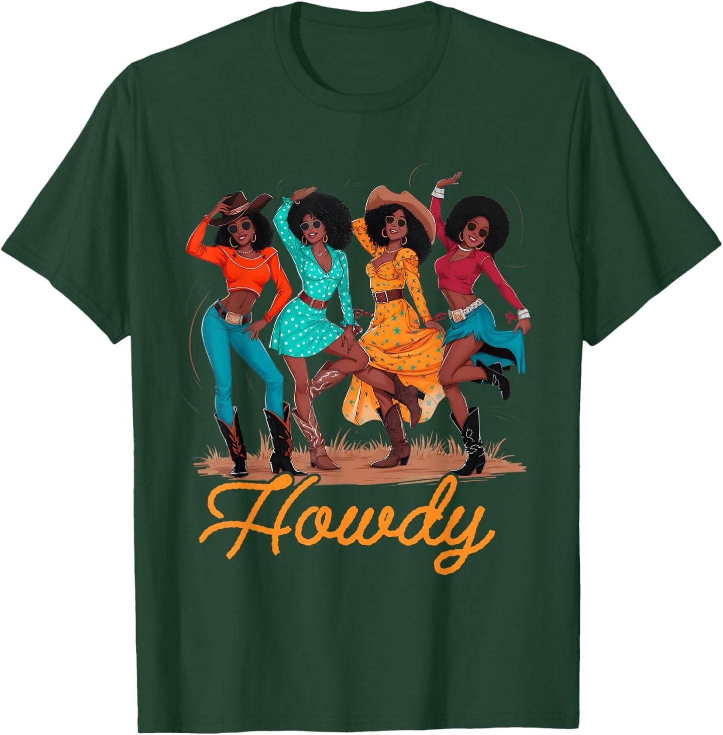 Black Cowgirls Line Dance Western Rodeo Country Music Texas T-Shirt - T-Shirt | Forest