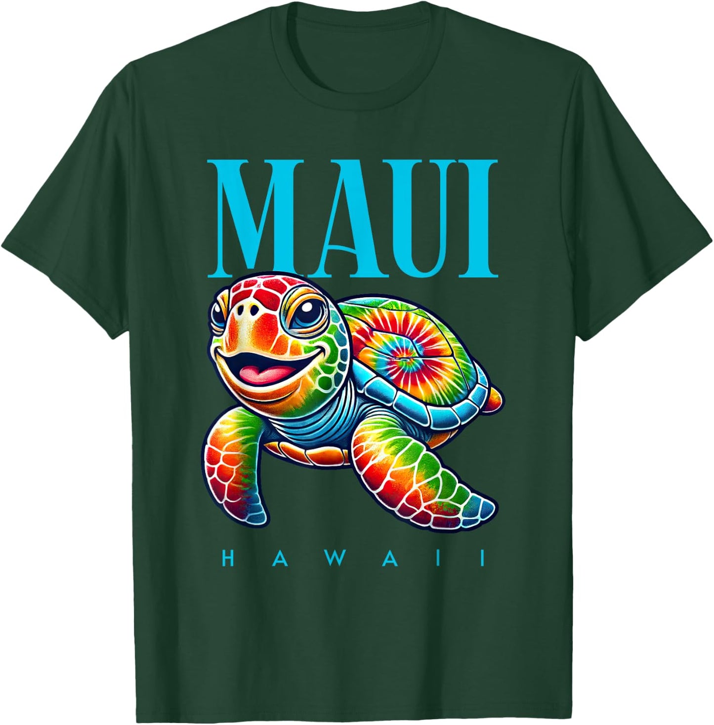 Maui Hawaii Smiling Tie Dye Sea Turtle T-Shirt - T-Shirt | Forest