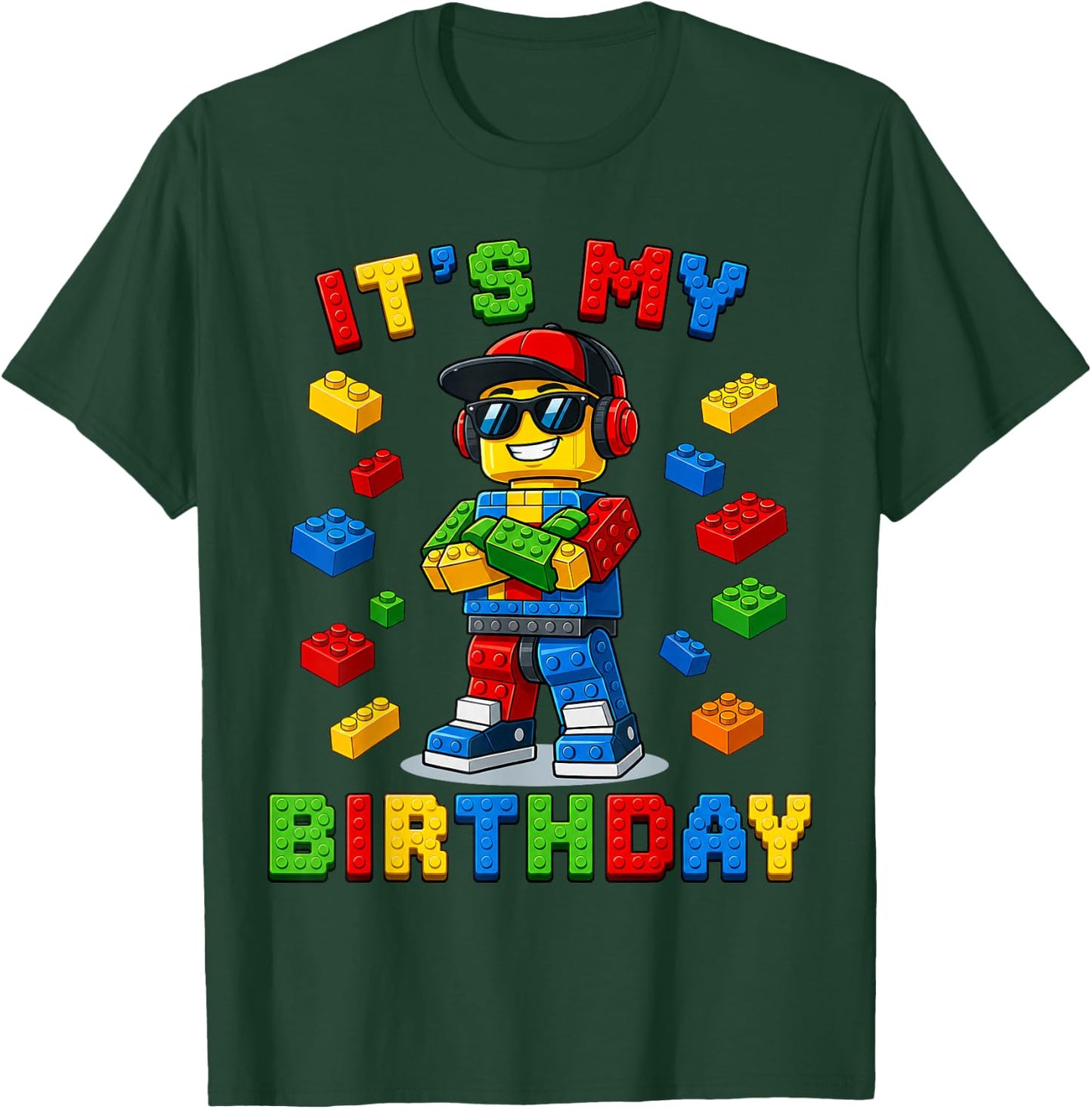Cute It's My Birthday Building Kids Birthday Boy Party T-Shirt - T-Shirt | Forest