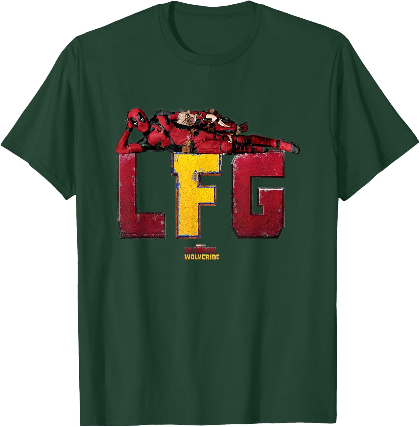 Marvel Deadpool & Wolverine LFG Deadpool & Dogpool Chilling T-Shirt - T-Shirt | Forest