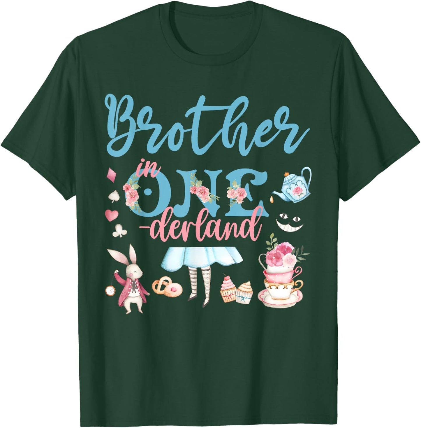Brother Of The Birthday Girl - Brother In Onderland Family T-Shirt - T-Shirt | Forest