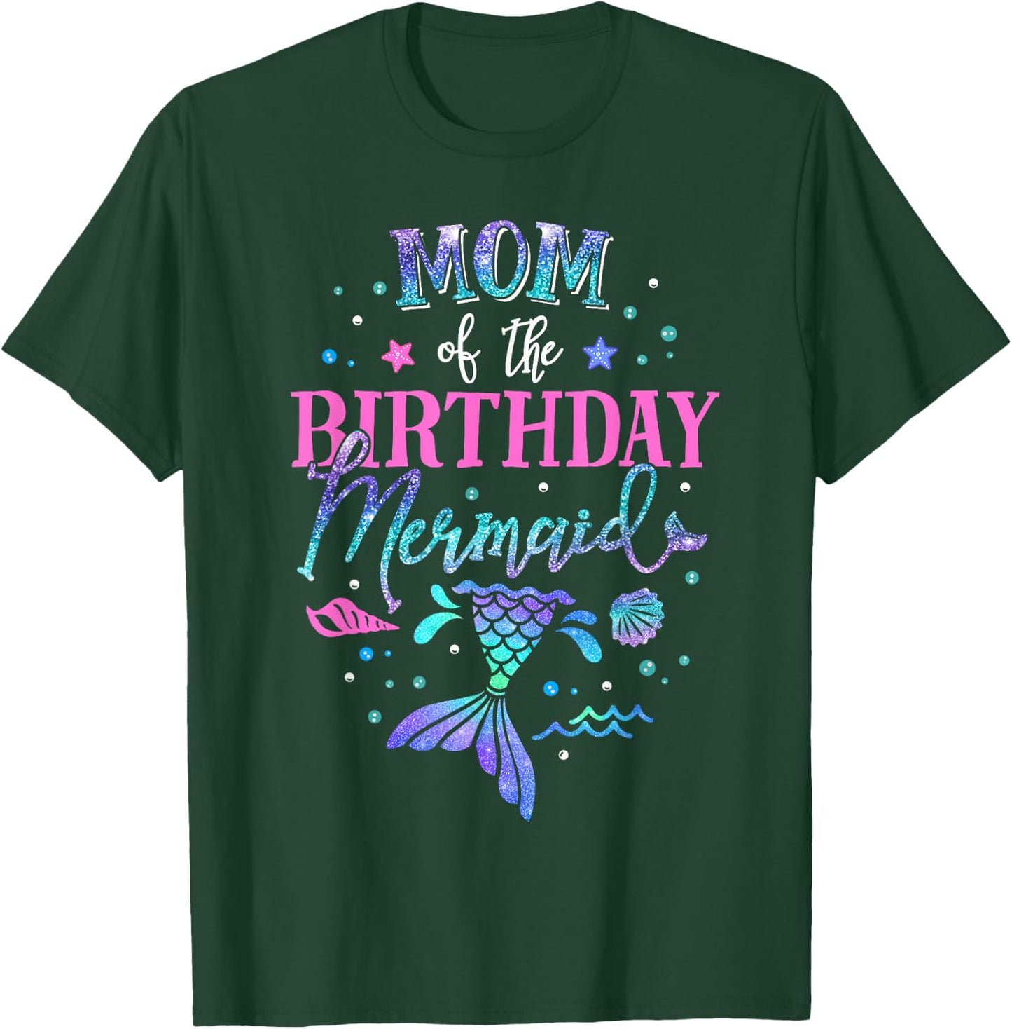Mom Of The Birthday Mermaid Party Matching Family Mommy T-Shirt - T-Shirt | Forest