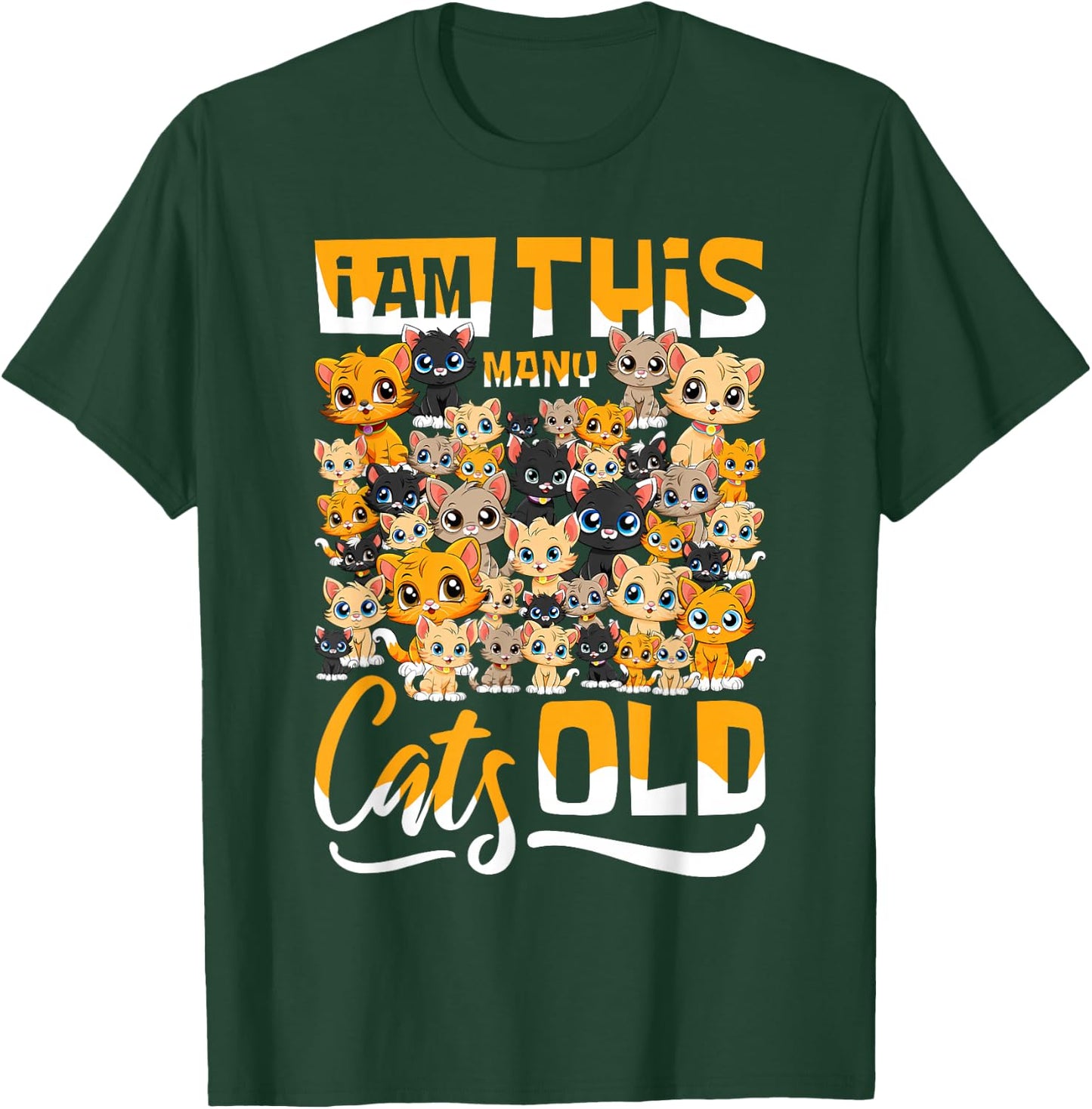 Fortieth Birthday - 40th Forty Years Old Birthday 40 Cats T-Shirt - T-Shirt | Forest