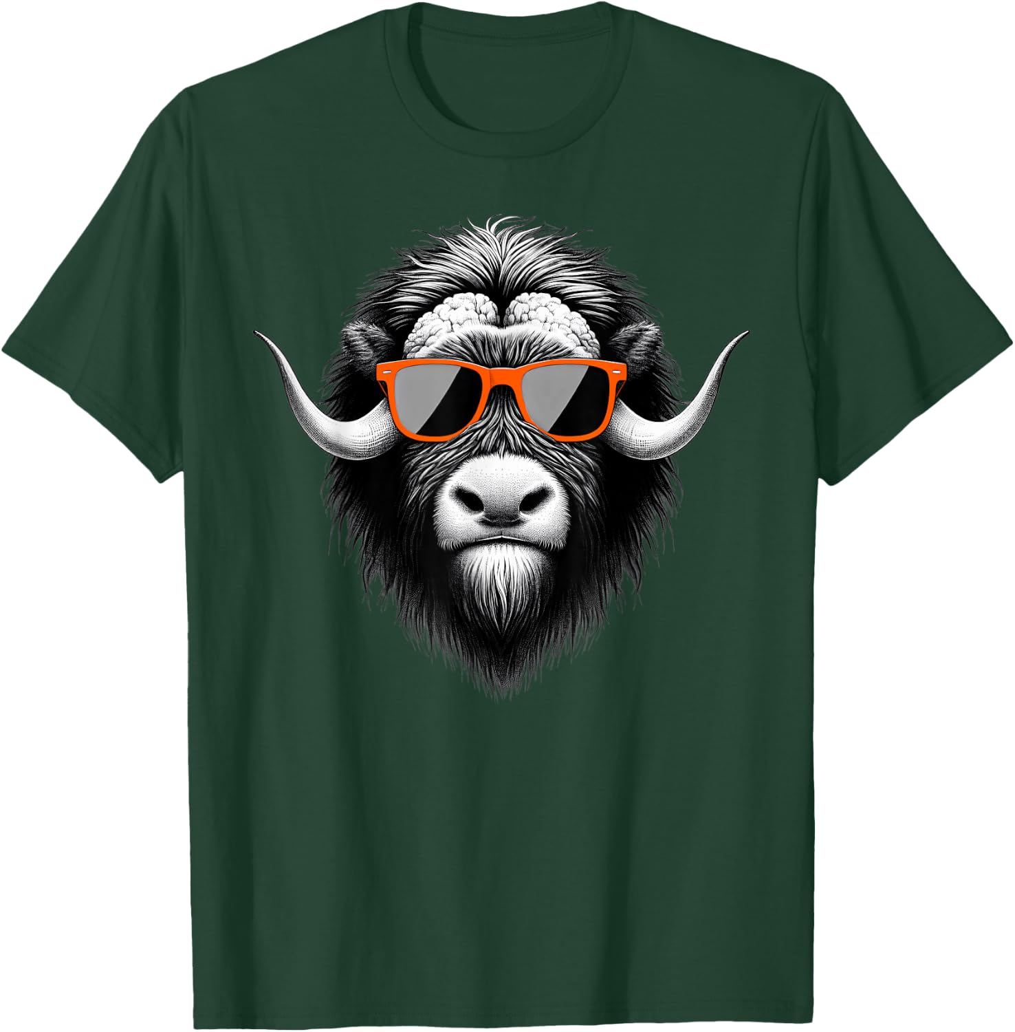Cool Musk Ox Wearing Sunglasses Graphic Art T-Shirt - T-Shirt | Forest