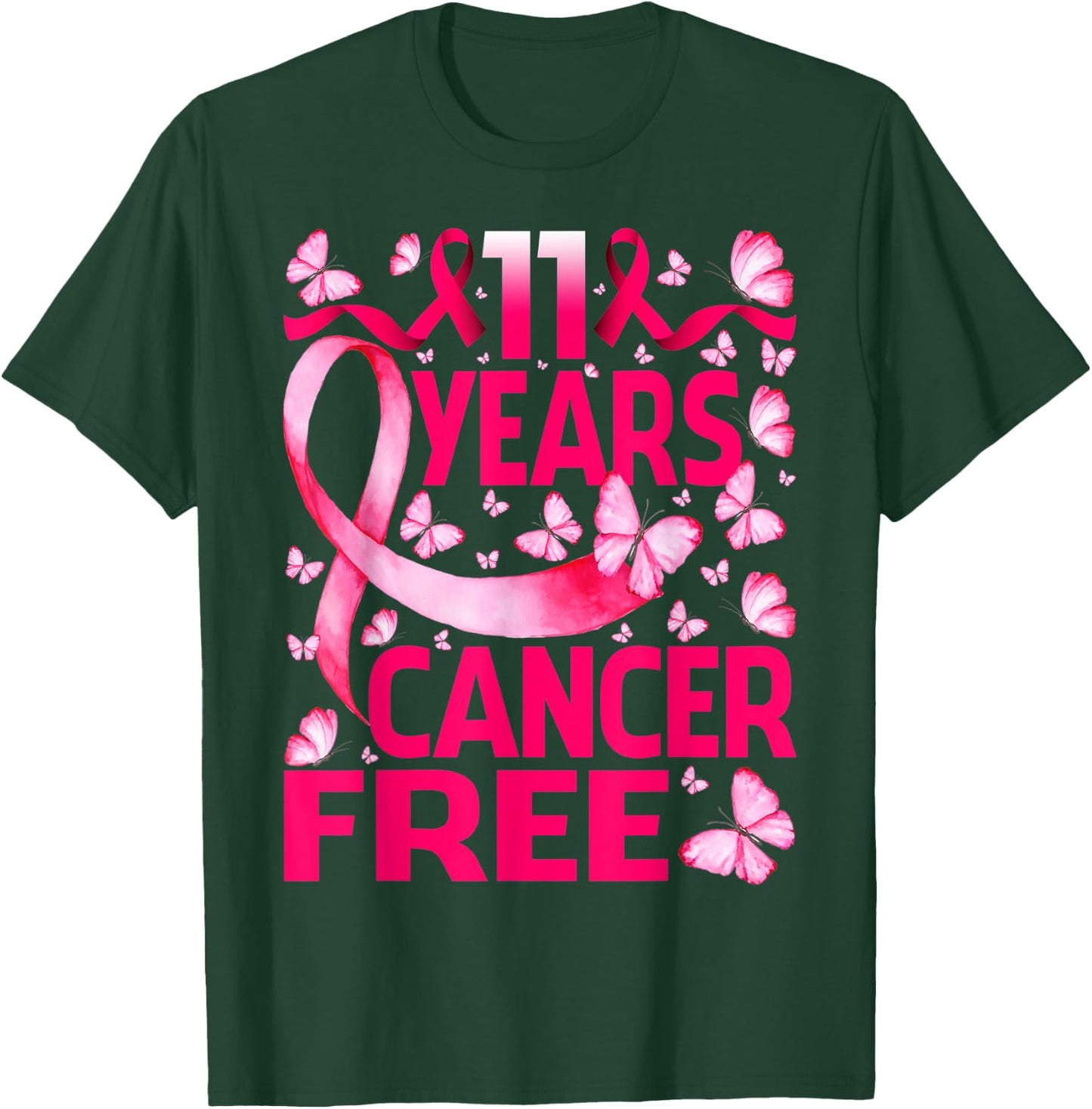 11 Years Breast Cancer Free Survivor Butterfly T-Shirt - T-Shirt | Forest
