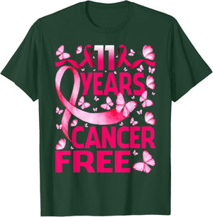 11 Years Breast Cancer Free Survivor Butterfly T-Shirt - T-Shirt | Forest