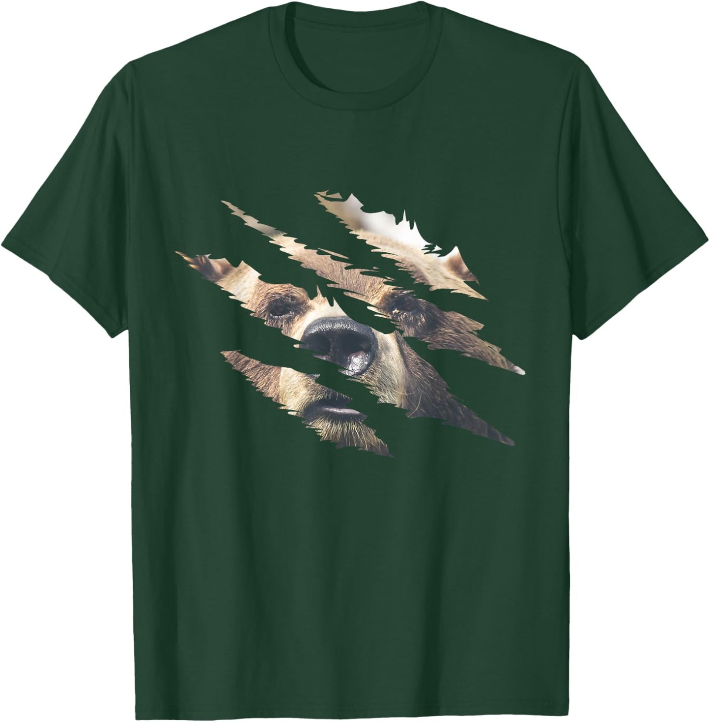Grizzly Bear Head Claw Effect Bear Slash Claw Bear Lover T-Shirt - T-Shirt | Forest