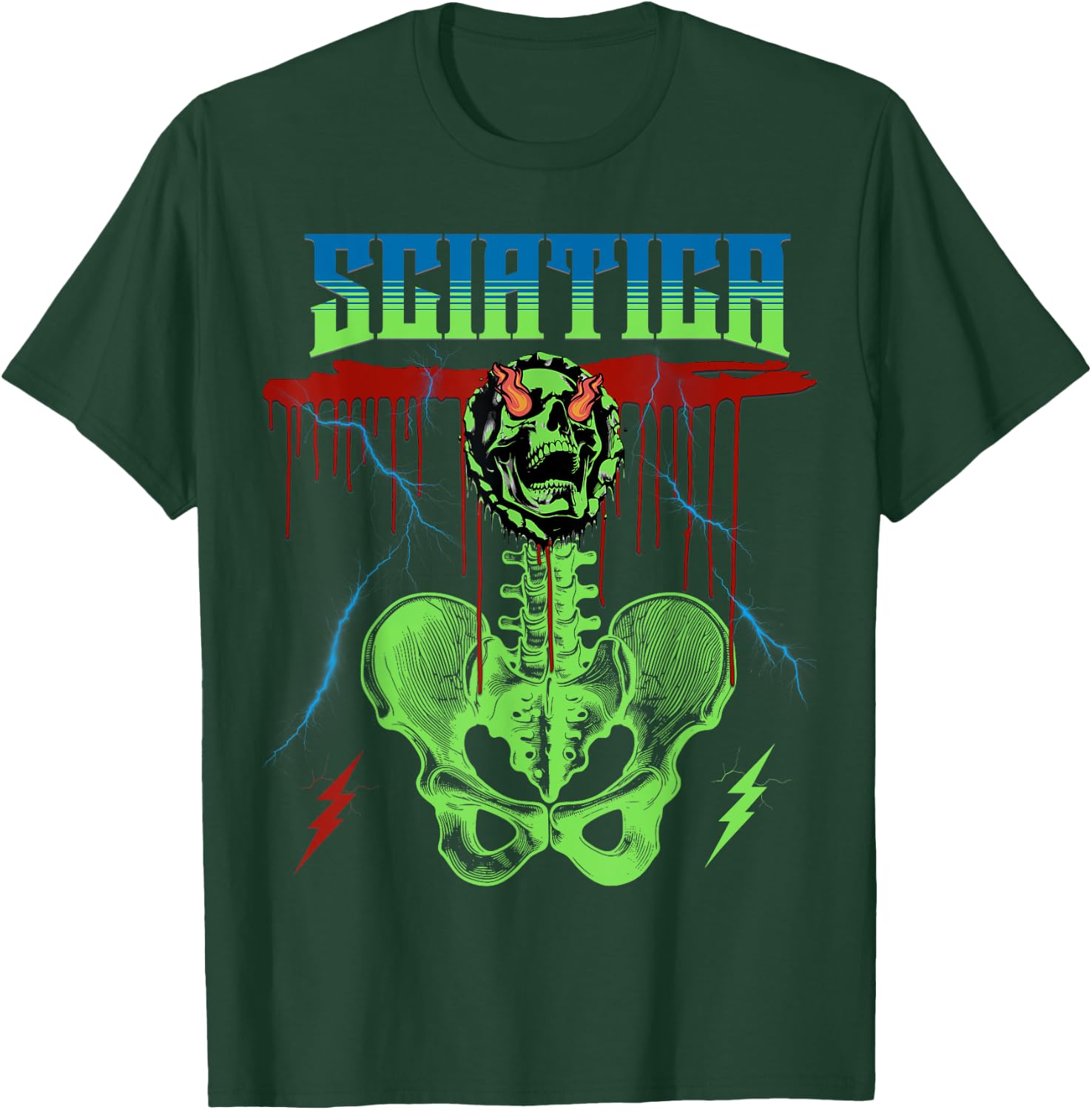 Sciatica Rock Music Band Concert Punk Skull Rocker T-Shirt - T-Shirt | Forest