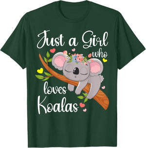 Just A Girl Who Loves Koalas Cute Koala Bear Gifts For Girls T-Shirt - T-Shirt | Forest