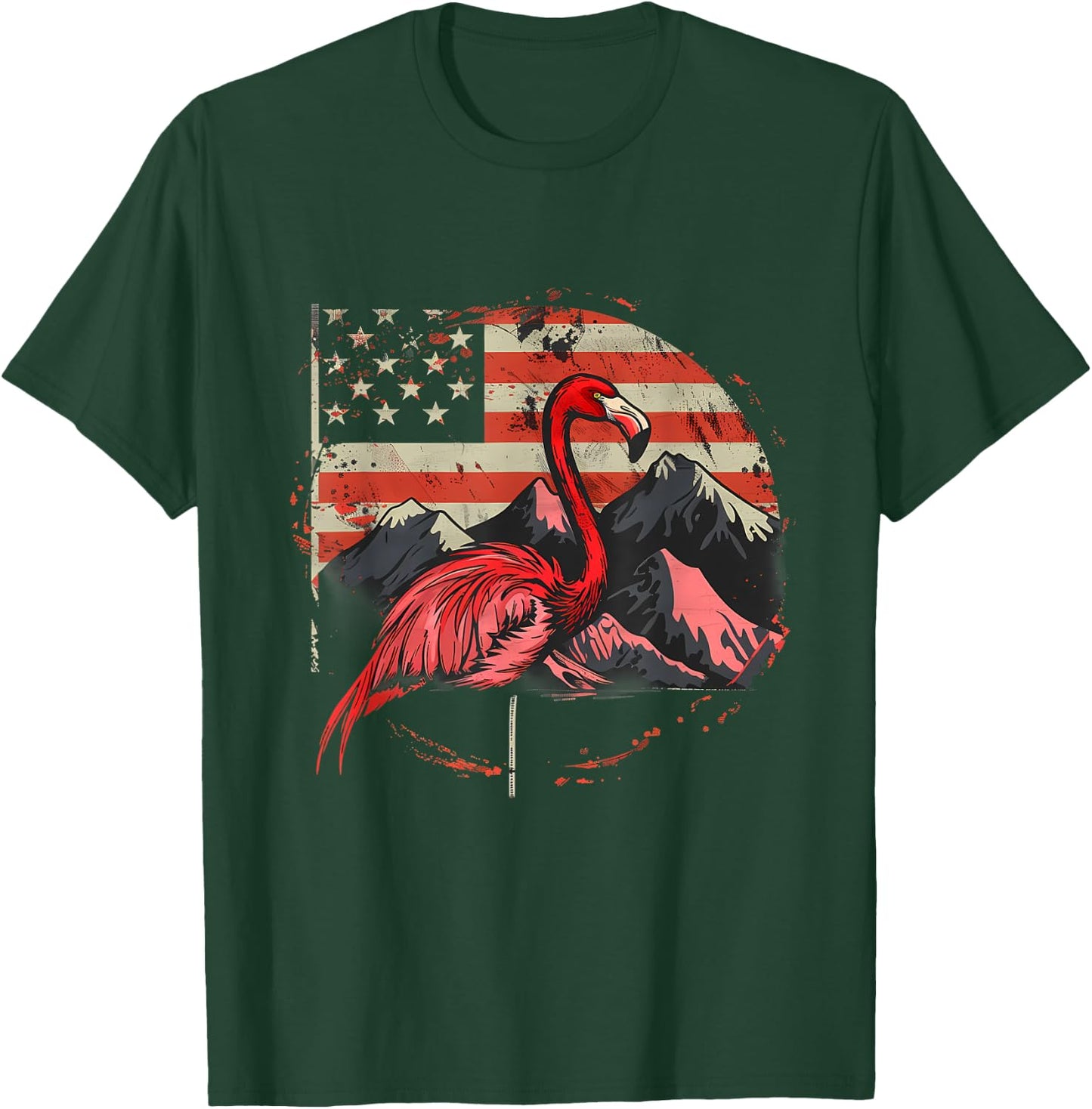 4th Of July American Flag Flamingo Fourth Of July USA T-Shirt - T-Shirt | Forest