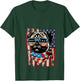 Women's 4th of July Dog Pug USA Flag Cute Patriotic Men Women Kids V-Neck T-Shirt - T-Shirt | Forest